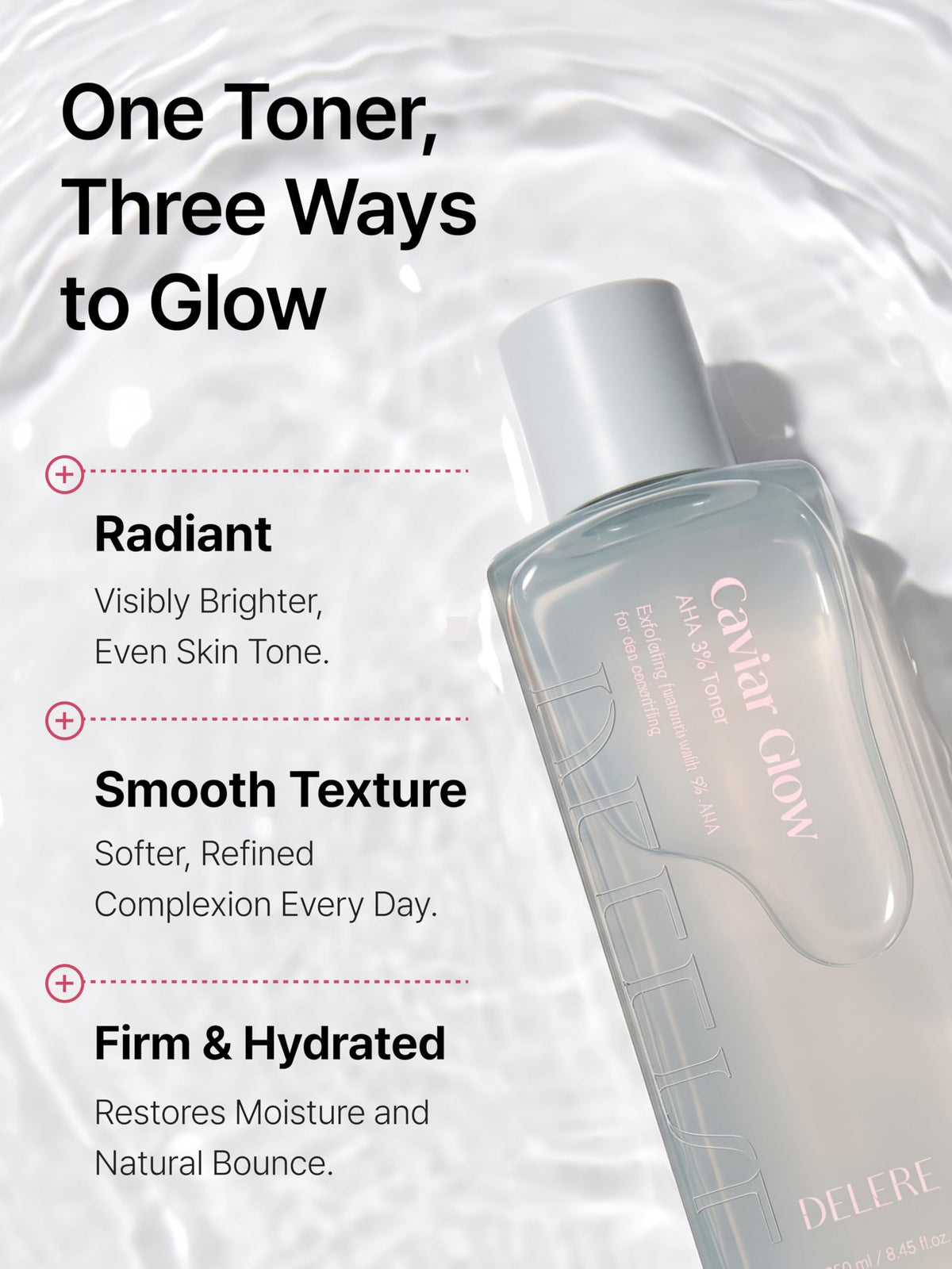 Caviar AHA 3 Glow Toner Radiance Skin Collagen Exfoliating - Delere Official Imagery - 5