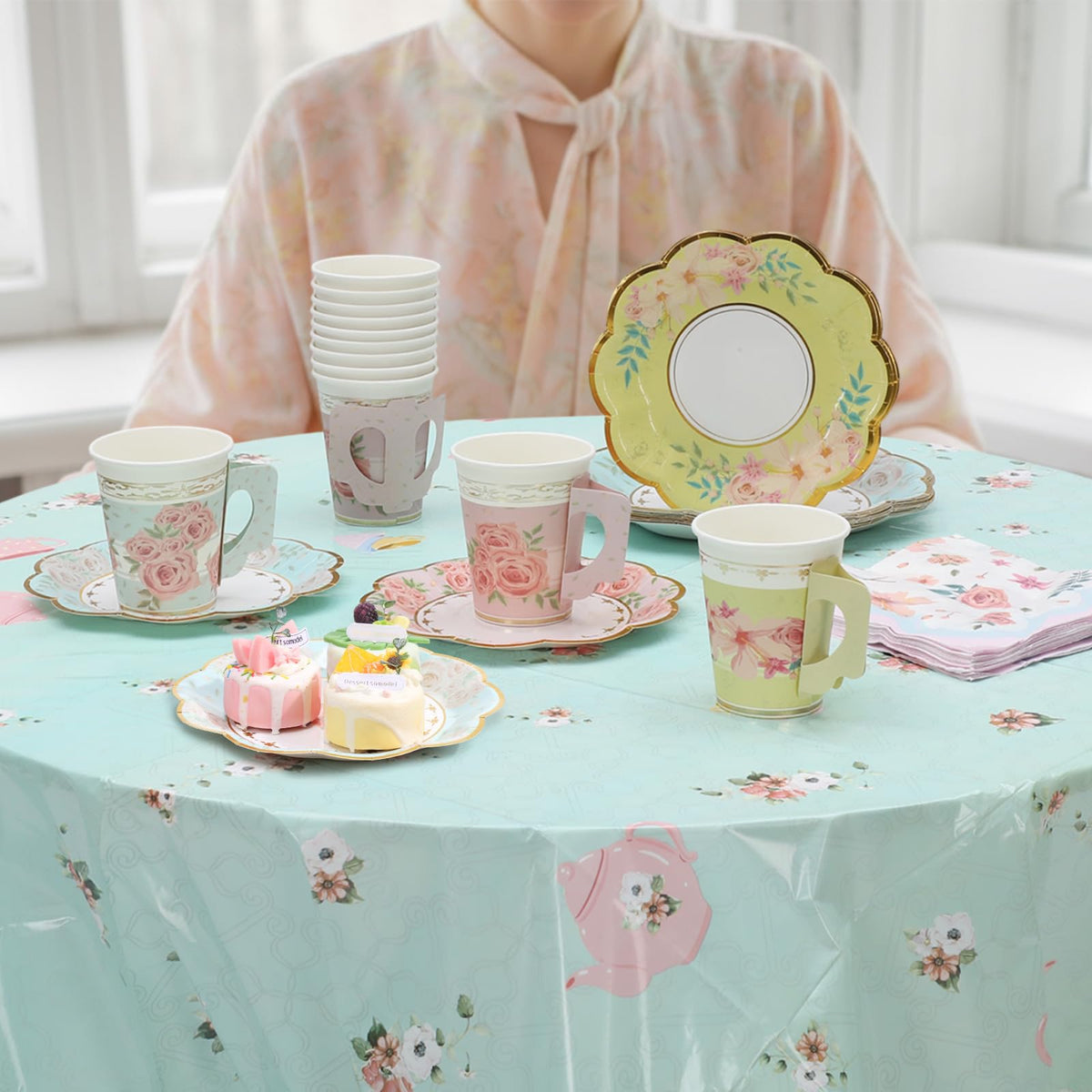 Foldtier 174 Pcs Tea Party Decor Supplies for 12 Guests - FoldTier Official Imagery - 5