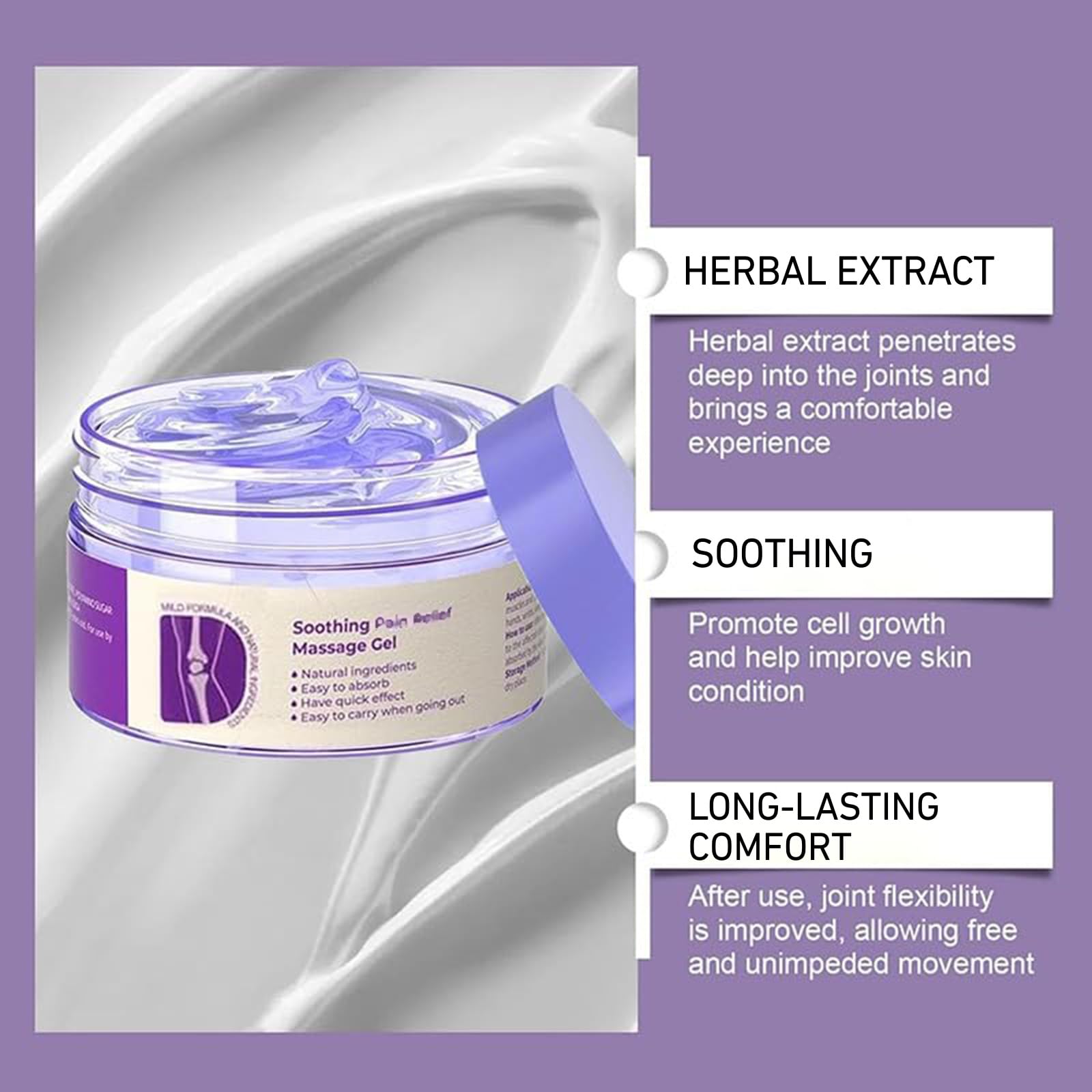 iekufes Joint Purple Gel,Soothing Massage Cream, Full-Body Joint Support for Knees, Lumbar, Neck, Hands & Feet(2PCS)