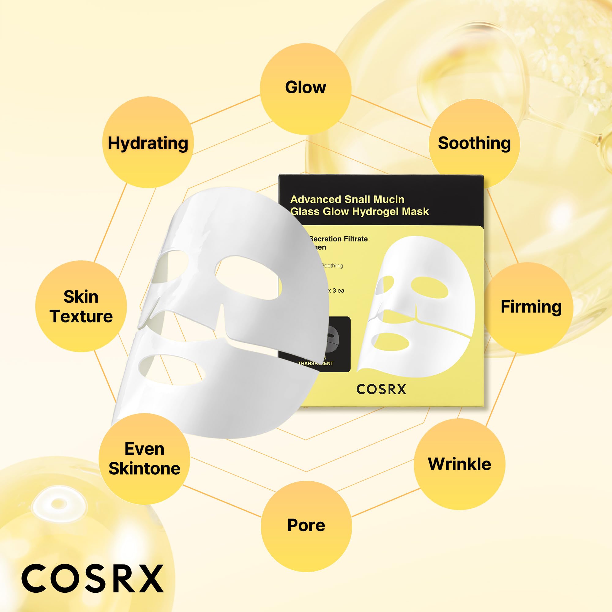 COSRX Advanced Snail Mucin Glass Glow Hydrogel Face Masks - COSRX