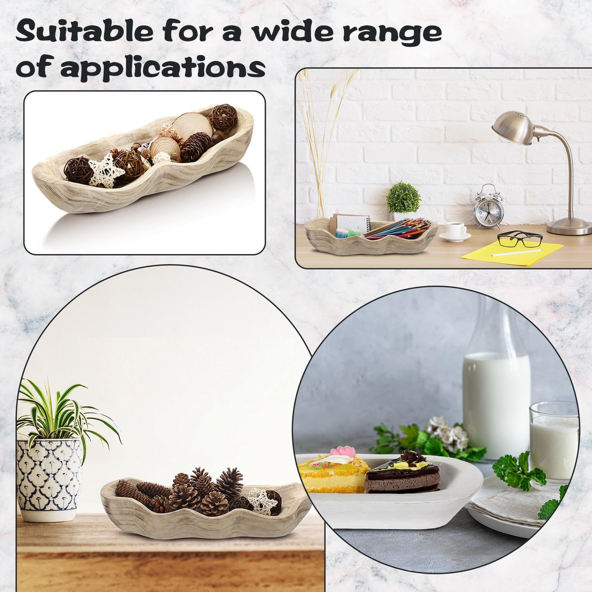 Nuogo 16 Inch Wooden Wavy Edge Dough Bowl Supplies Light - Nuogo Official Imagery - 7