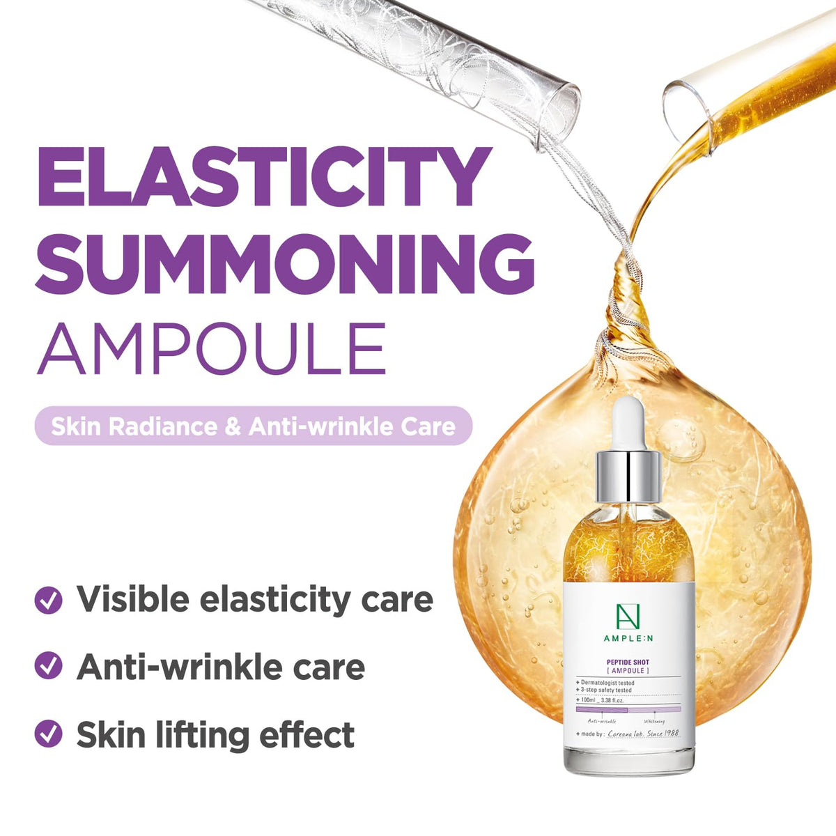 AMPLE N Lift Prep Duo Korean Peptide Face Ampoule Hyaluronic - CORÉANA Official Imagery - 3