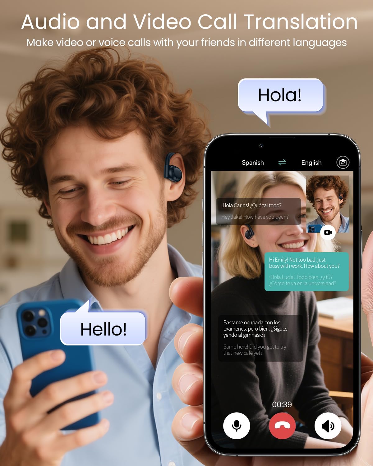 TAGRY AI Translation Earbuds Real Time 164 Languages 80H Playtime by TAGRY - Angle View 4