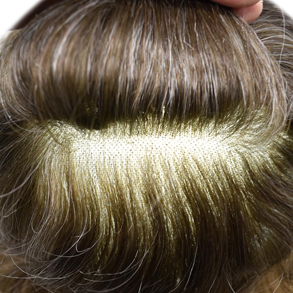 SINGA HAIR men's Swiss lace toupee wig with human hair, 6x9 inch lace base, natural hairline, and realistic appearance.