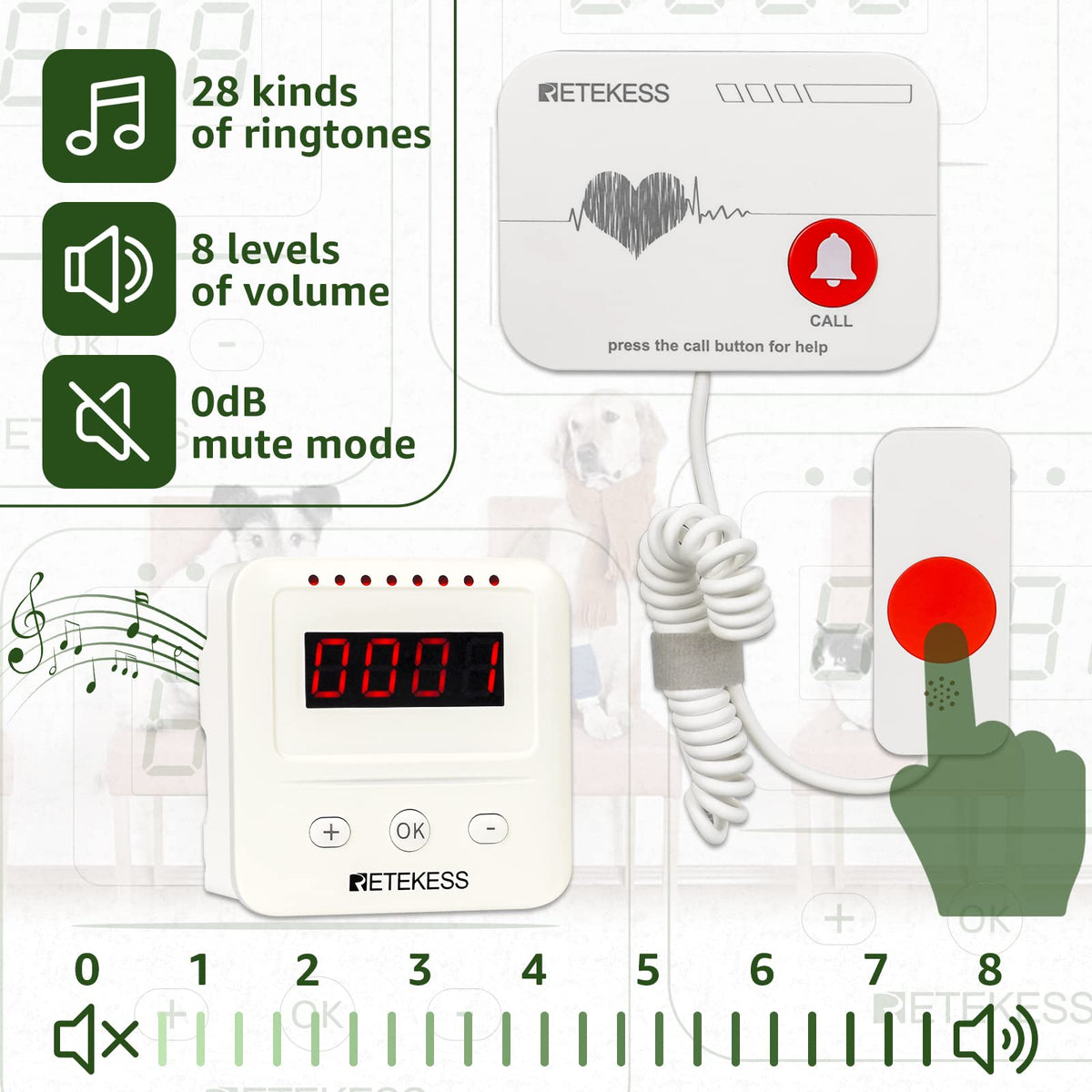 Retekess TH106 Wireless Caregiver Pager System for Home - Retekess Official Imagery - 5