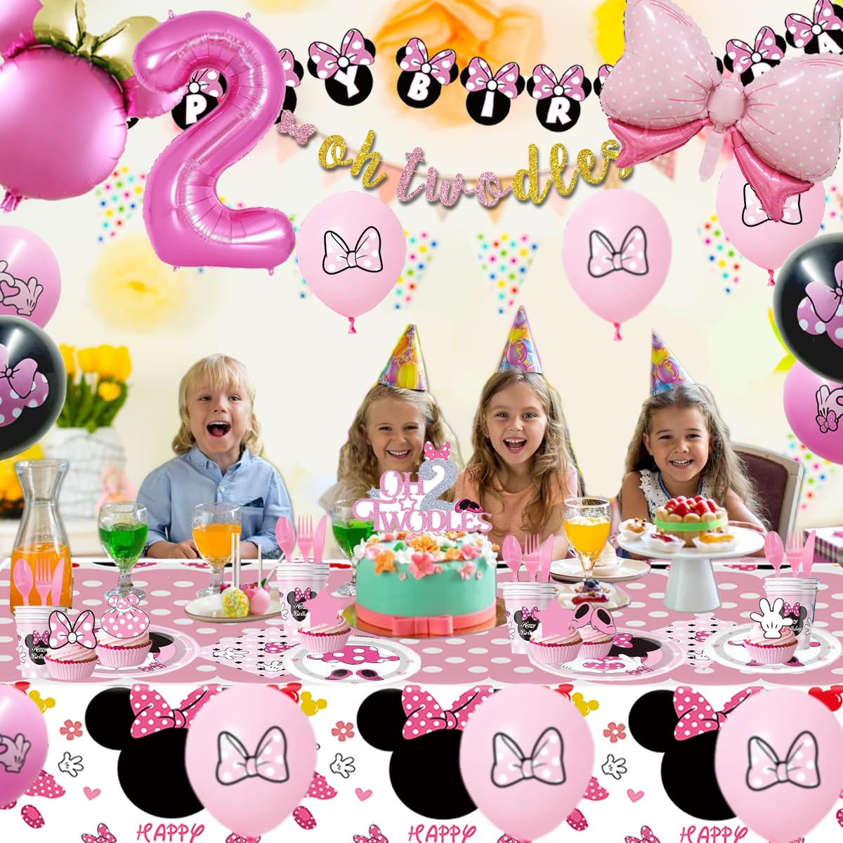 Pink Mouse 2nd Party Supplies Twodles Girl Birthday - Nyhpar Official Imagery - 6