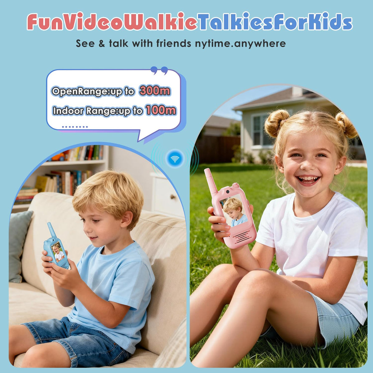 Video Walkie Talkies for Kids Rechargeable 2 Pack Camera - Bafena Official Imagery - 5
