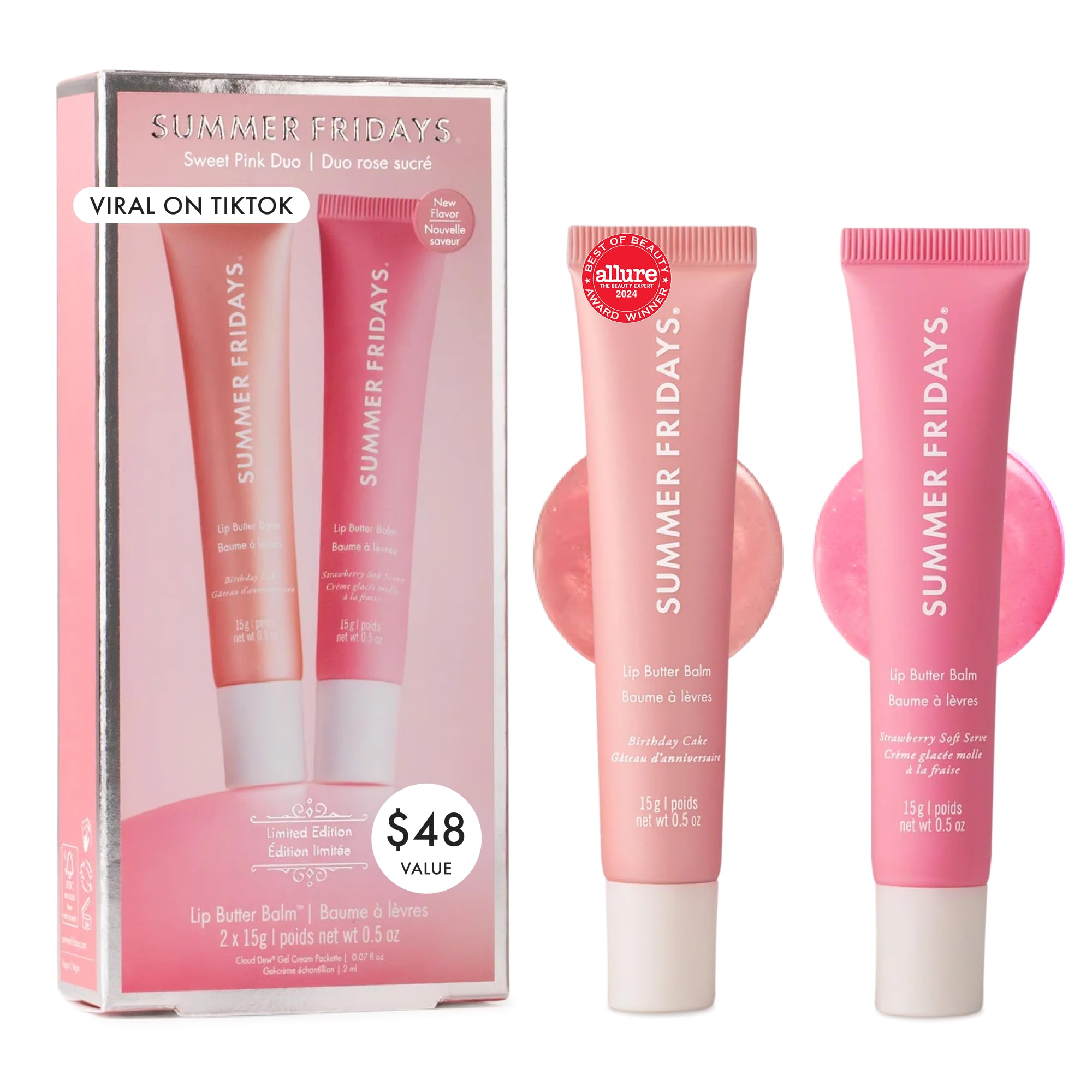 Summer Fridays Tinted Lip Butter Balm Sweet Pink Duo Gift Set (2 - Product Imagery