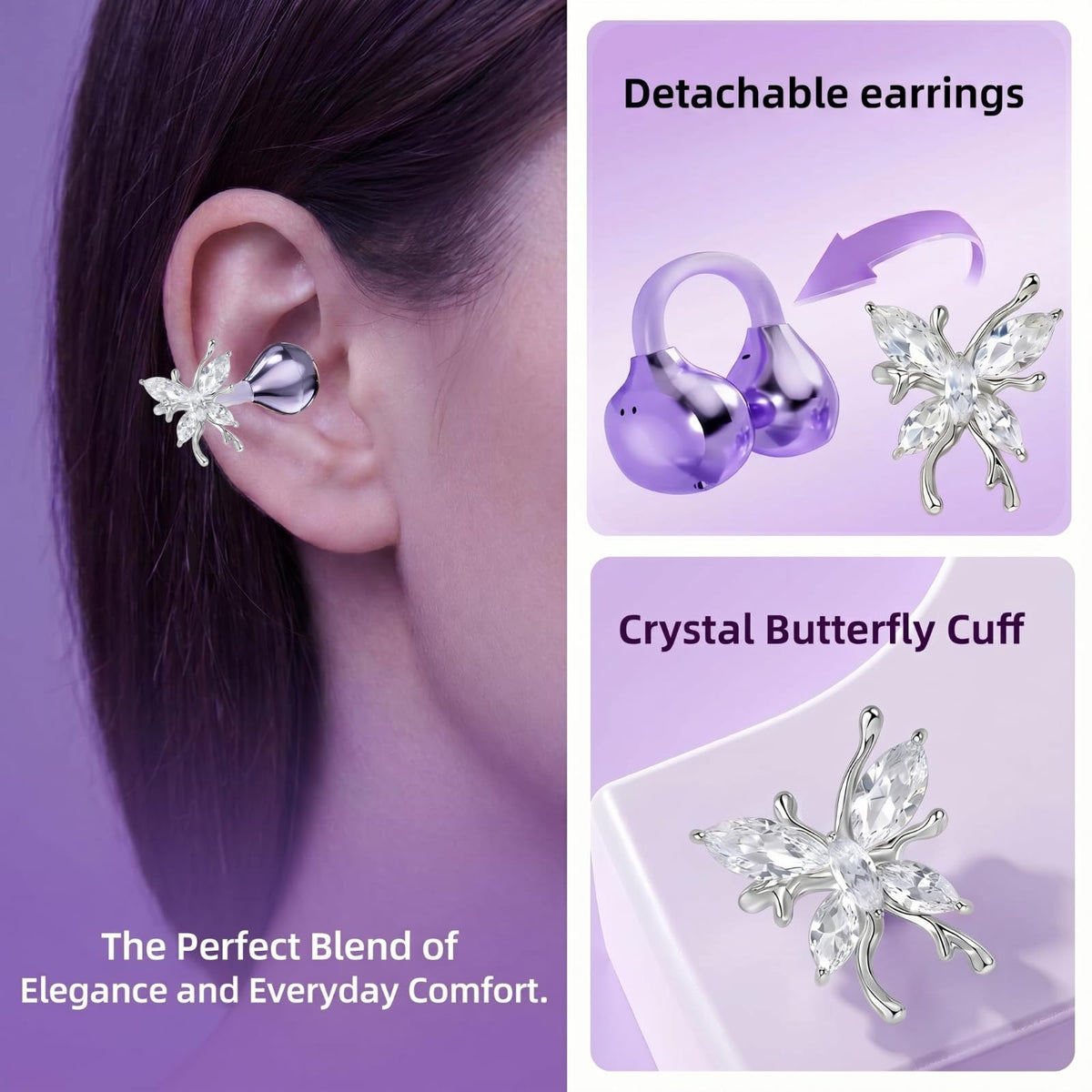Wireless Bluetooth Earbuds Earrings with LED Digital Display - xzqioue Official Imagery - 3