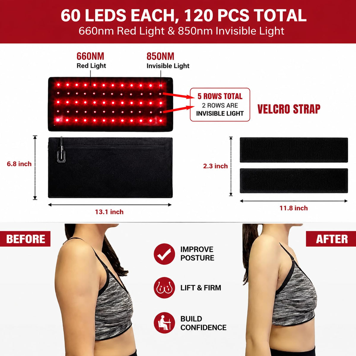 2Pcs Infrared Red Light Thera py Arm Belt 660nm and 850nm - Naviocean Official Imagery - 7