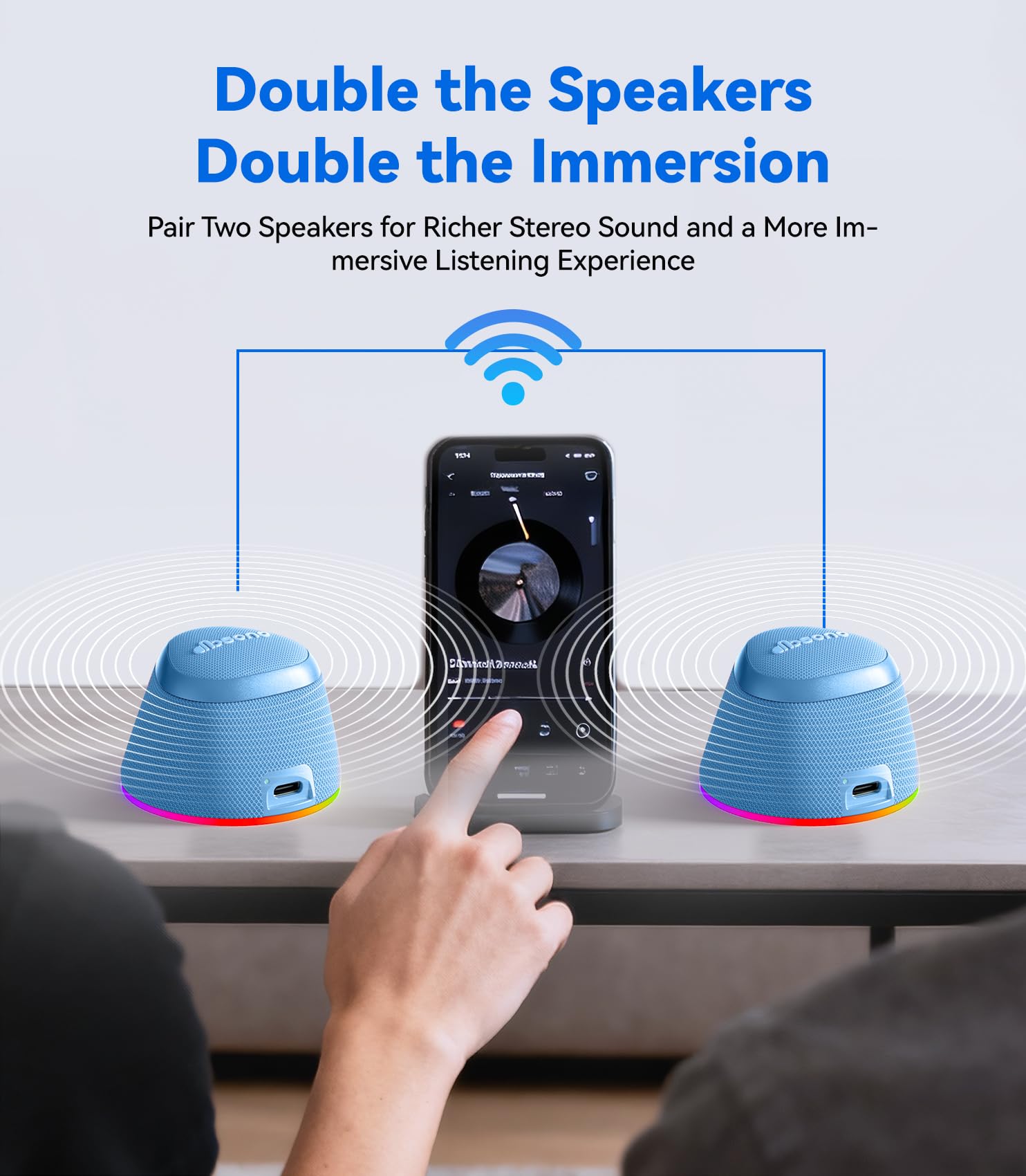 dbsono 2 in 1 Portable Magnetic Bluetooth Speaker, Phone Stand, Blue - dbsono Official Product View 6