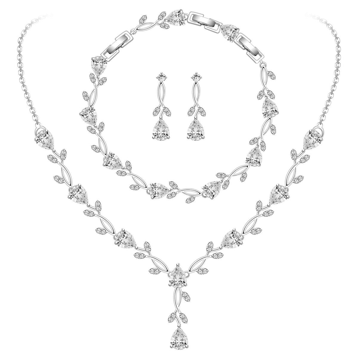 GZWHD Wedding Jewelry Sets for Bride Bridesmaid Women Cubic - GZWHD Official Imagery - 1