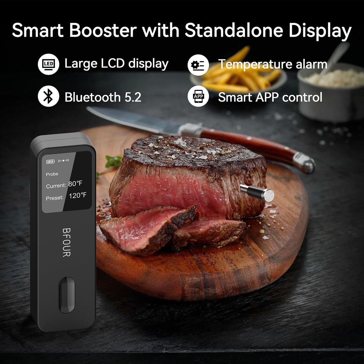 Meat Thermometer Digital Wireless with LCD Booster Bluetooth - BFOUR Official Imagery - 3