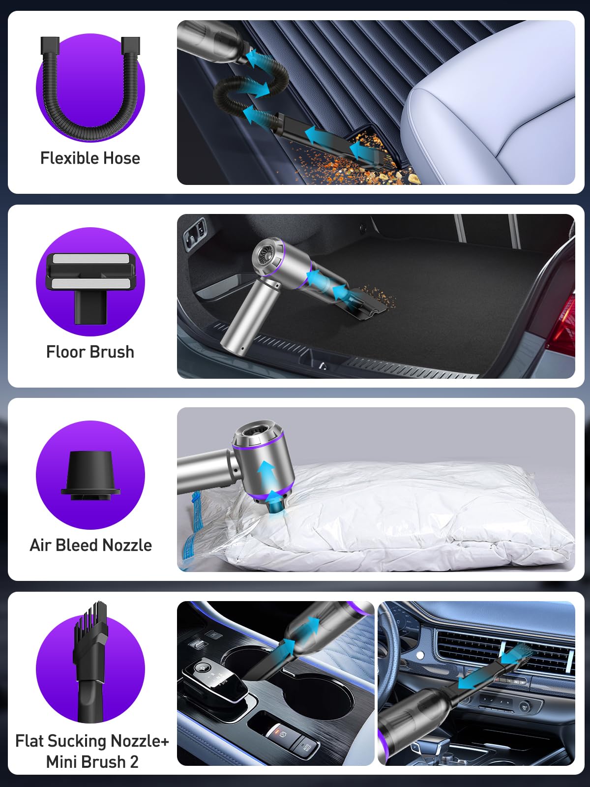 IYOFINE Car Vacuum Cleaner, Cordless Handheld Mini Strong Air Dus by IYOFINE - Angle View 5