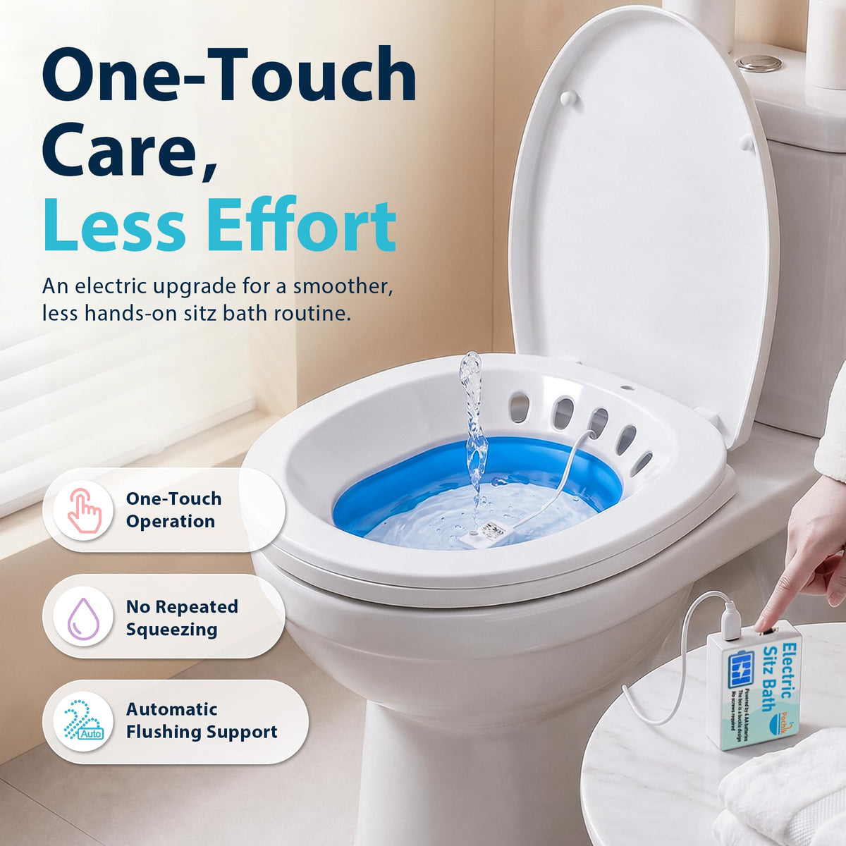 Electric Sitz Bath for Toilet Seat Collapsible Portable - Pochik Official Imagery - 4