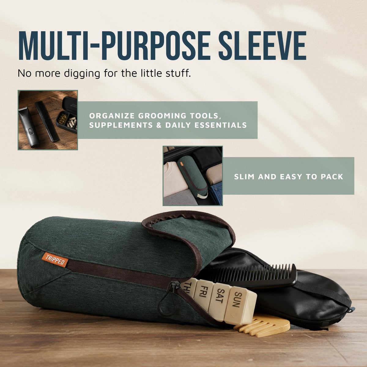 TRIPPED Travel Gear 3 Piece Travel Toiletry Bag Set - TRIPPED Travel Gear Official Imagery - 6