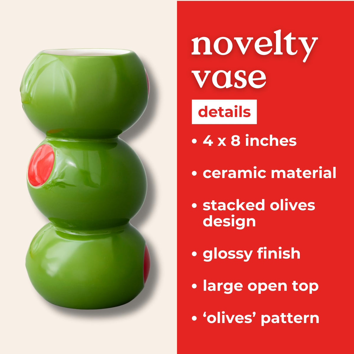 ban do Novelty Ceramic Vase Stacked Olives - ban.do Official Imagery - 8