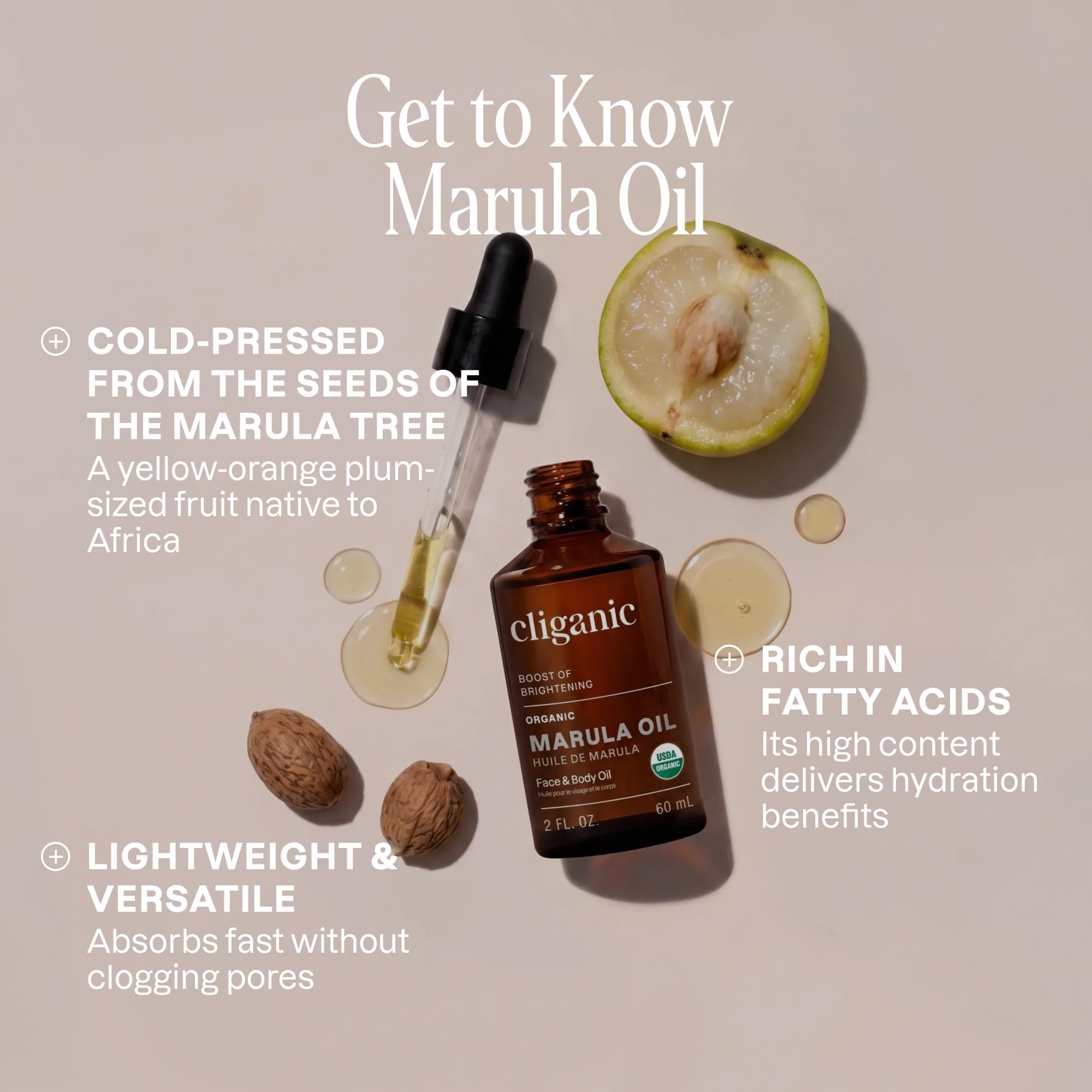 Cliganic Organic Marula Oil, 100% Pure - For Face & Hair Natural Cold Pressed U - Cliganic Official Product View 3