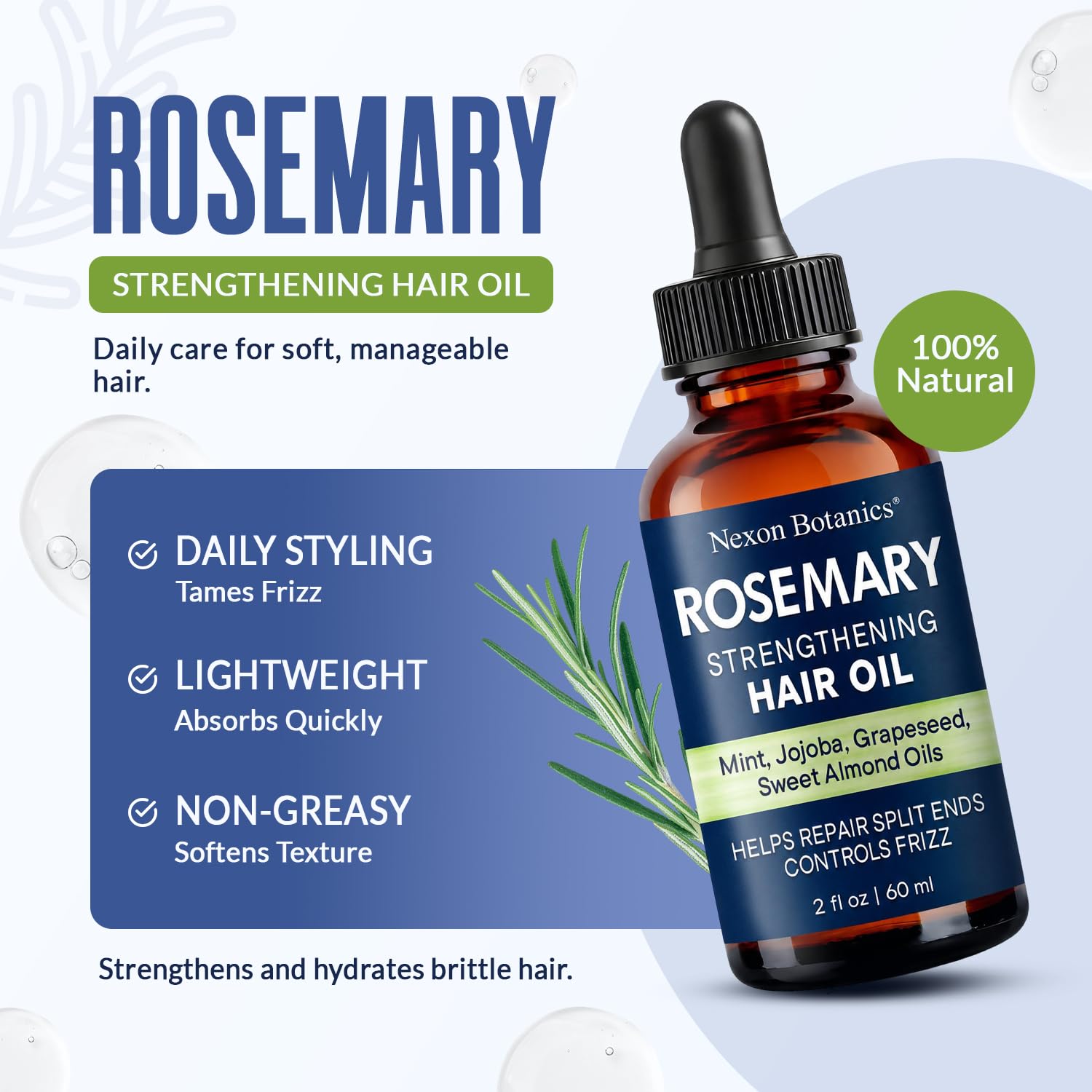 Nexon Botanics Rosemary Oil for Hair Growth 2 fl oz - Lightweight Scalp Oil for - Nexon Botanics Official Product View 4