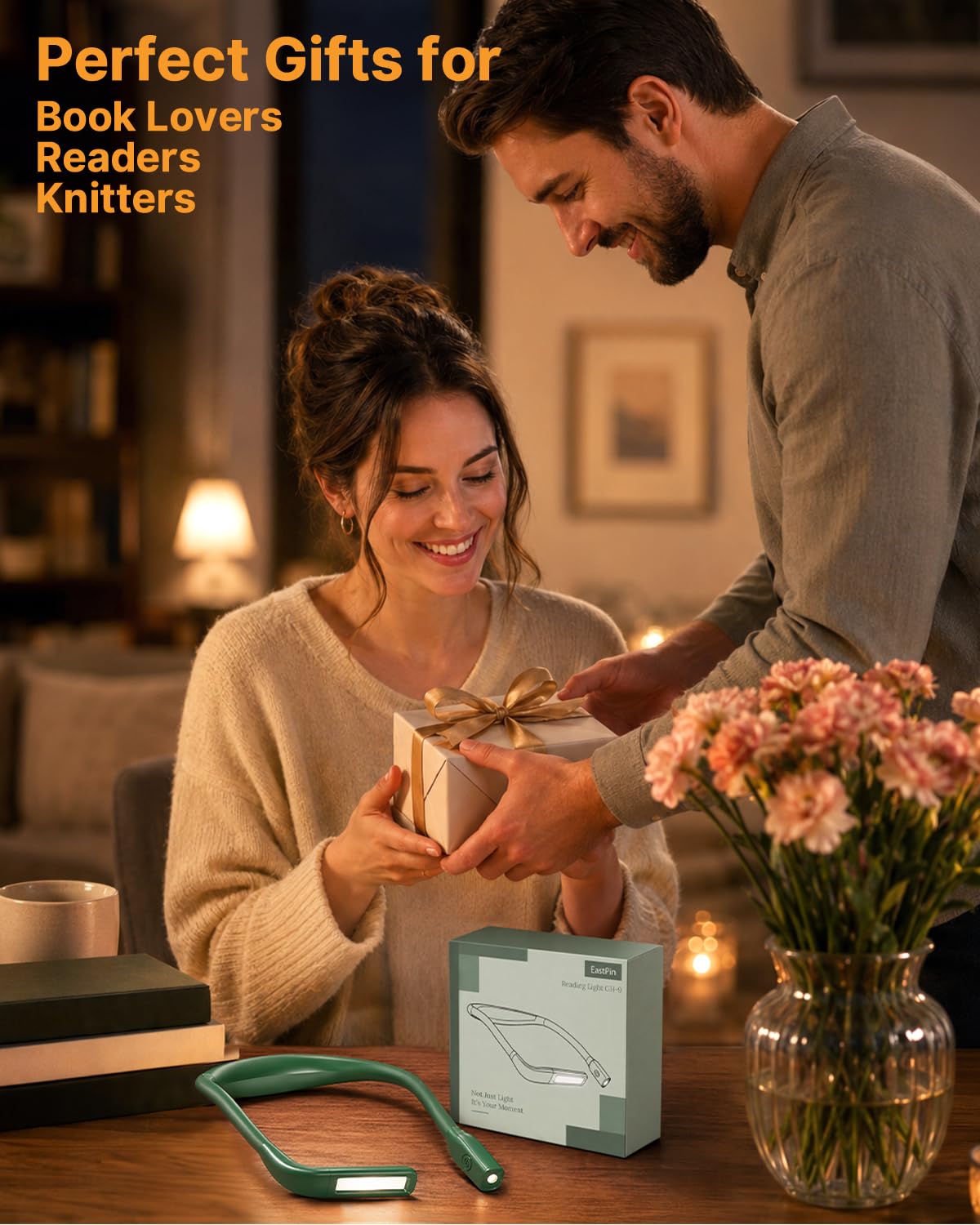 EastPin Neck Reading Light, 80-hr Lasting Rechargeable Book Light Wide - View 2