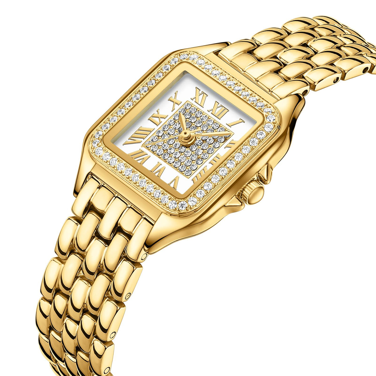 Gold Watches for Women Vintage Rectangular Case Diamond - FROVBOR Official Imagery - 3