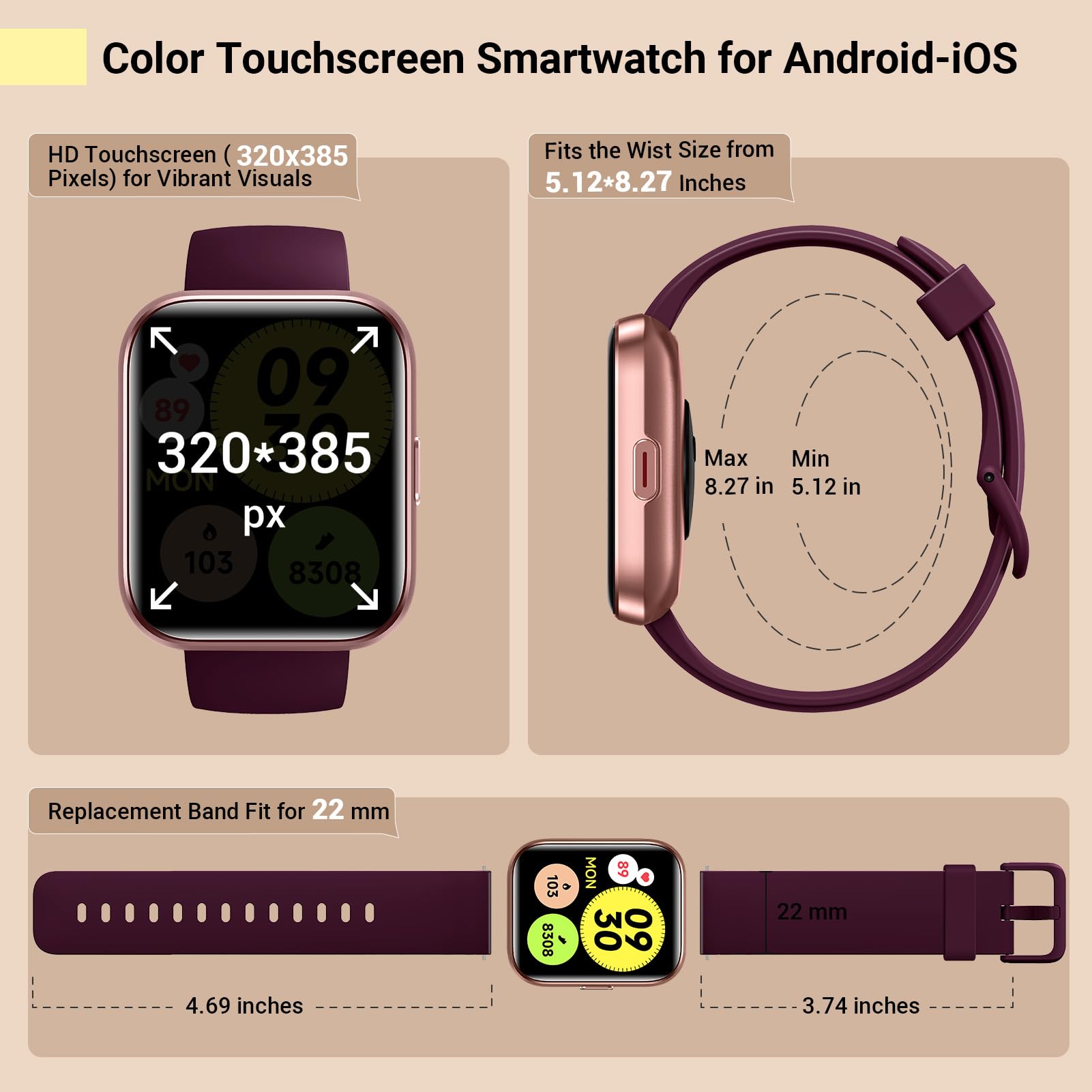 Quican Smart Watches for Women, Smart Watch for Android Phones & iPhon - View 8