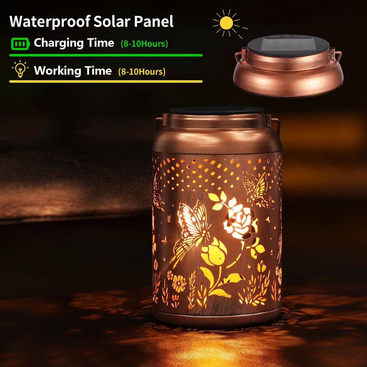 Rose Butterfly Decoration Solar Lanterns Outdoor Waterproof - Tepaken Official Imagery - 3