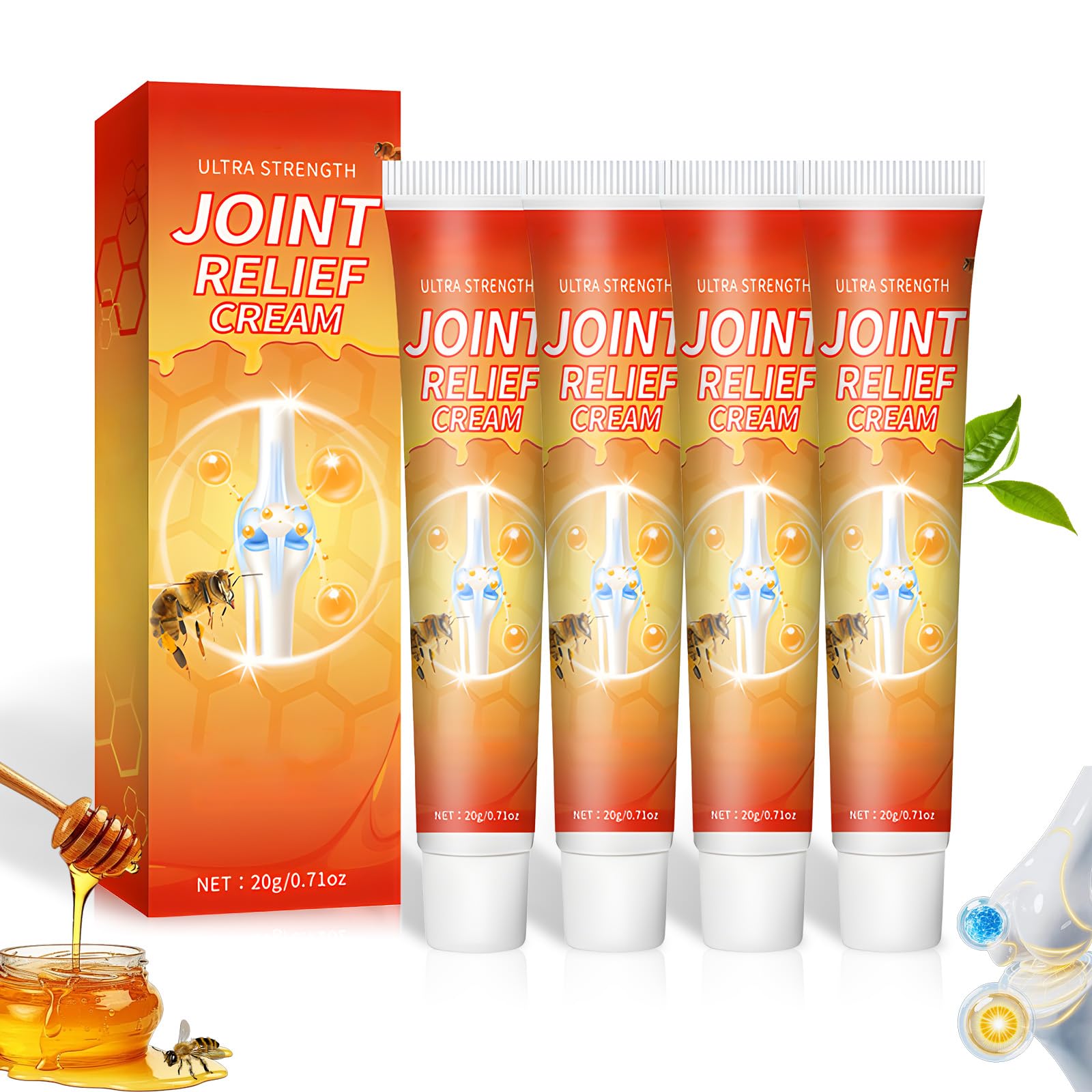 4Pcs Ultra Strength Joint Support Cream – Massage Gel for Knees & Body