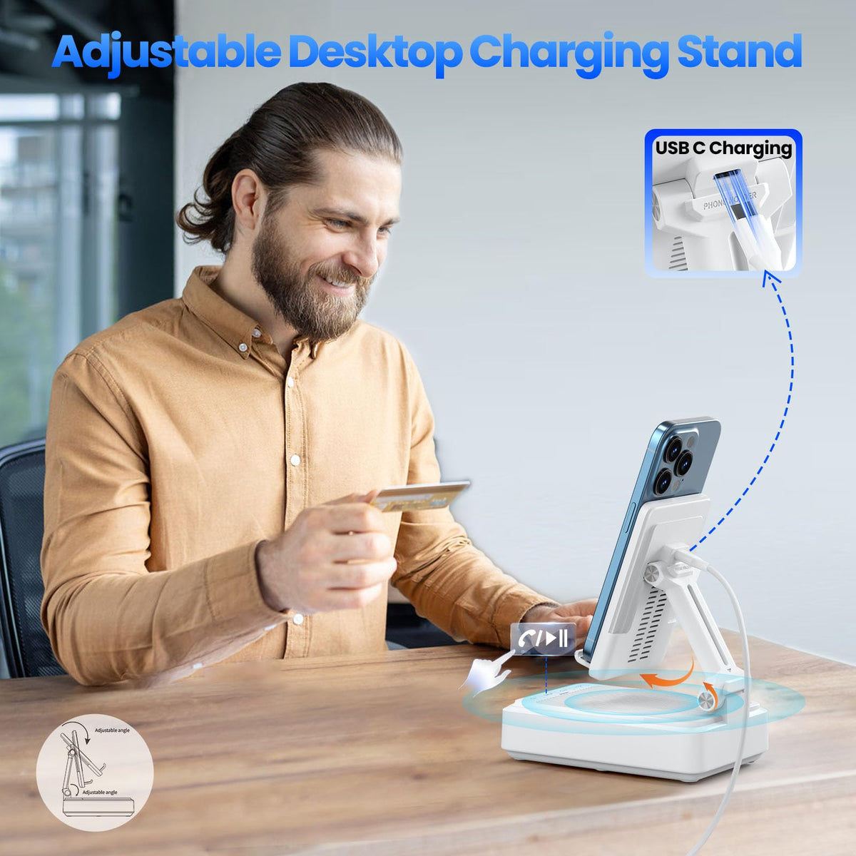 Jteman Cell Phone Stand with Bluetooth Speaker and Wireless - JTEMAN Official Imagery - 5