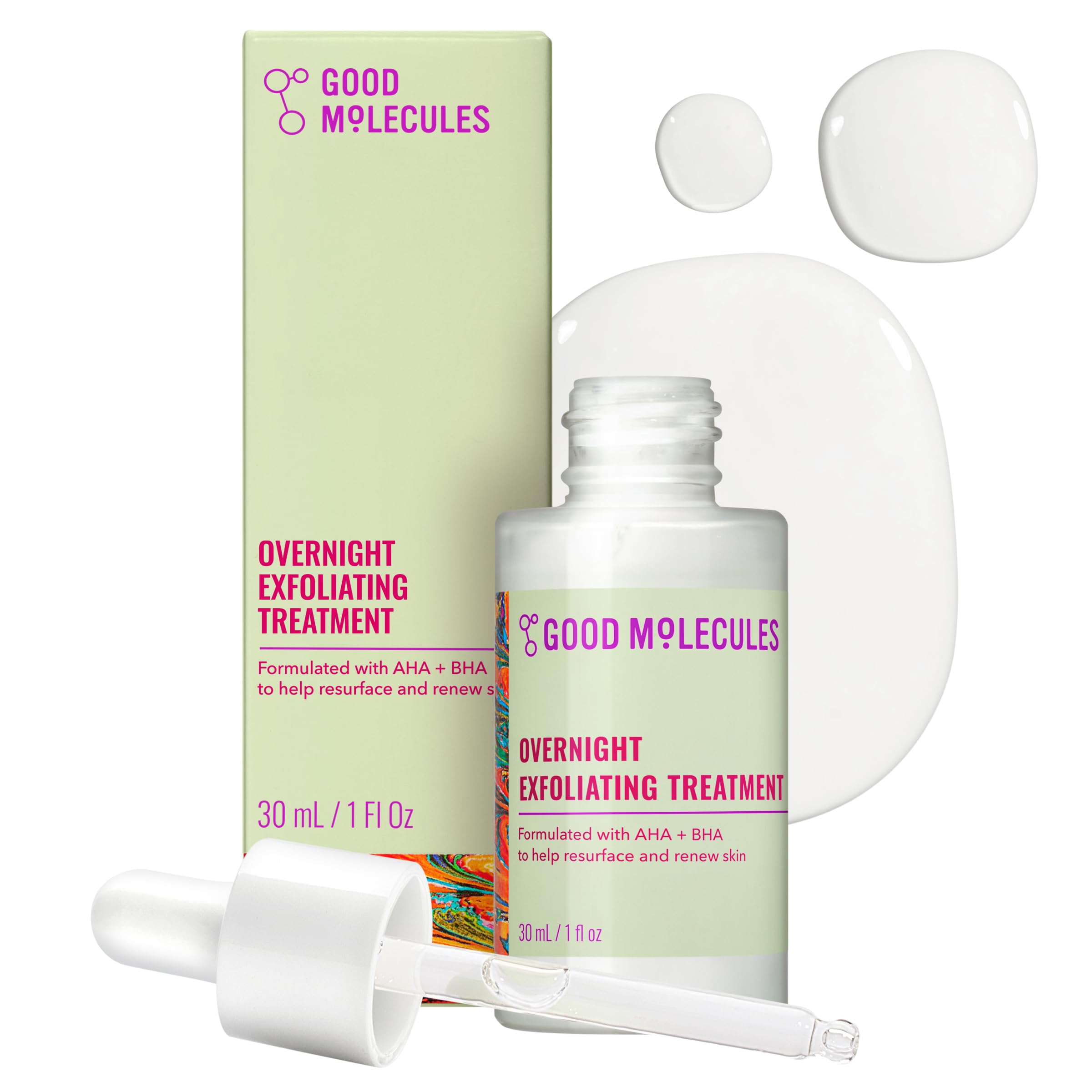Good Molecules Overnight Exfoliating Treatment, AHA BHA - Product Imagery