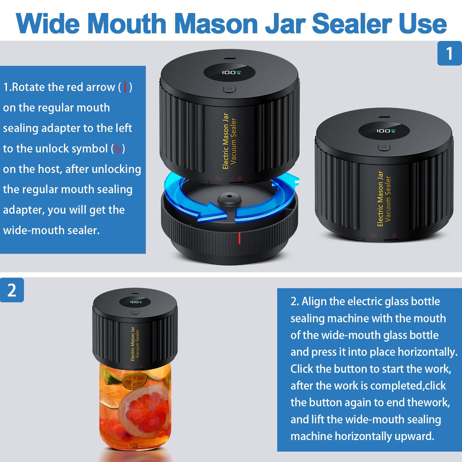 LOVE MOMENT Electric Mason Jar Vacuum Sealer Kit by LOVE MOMENT - Angle View 4