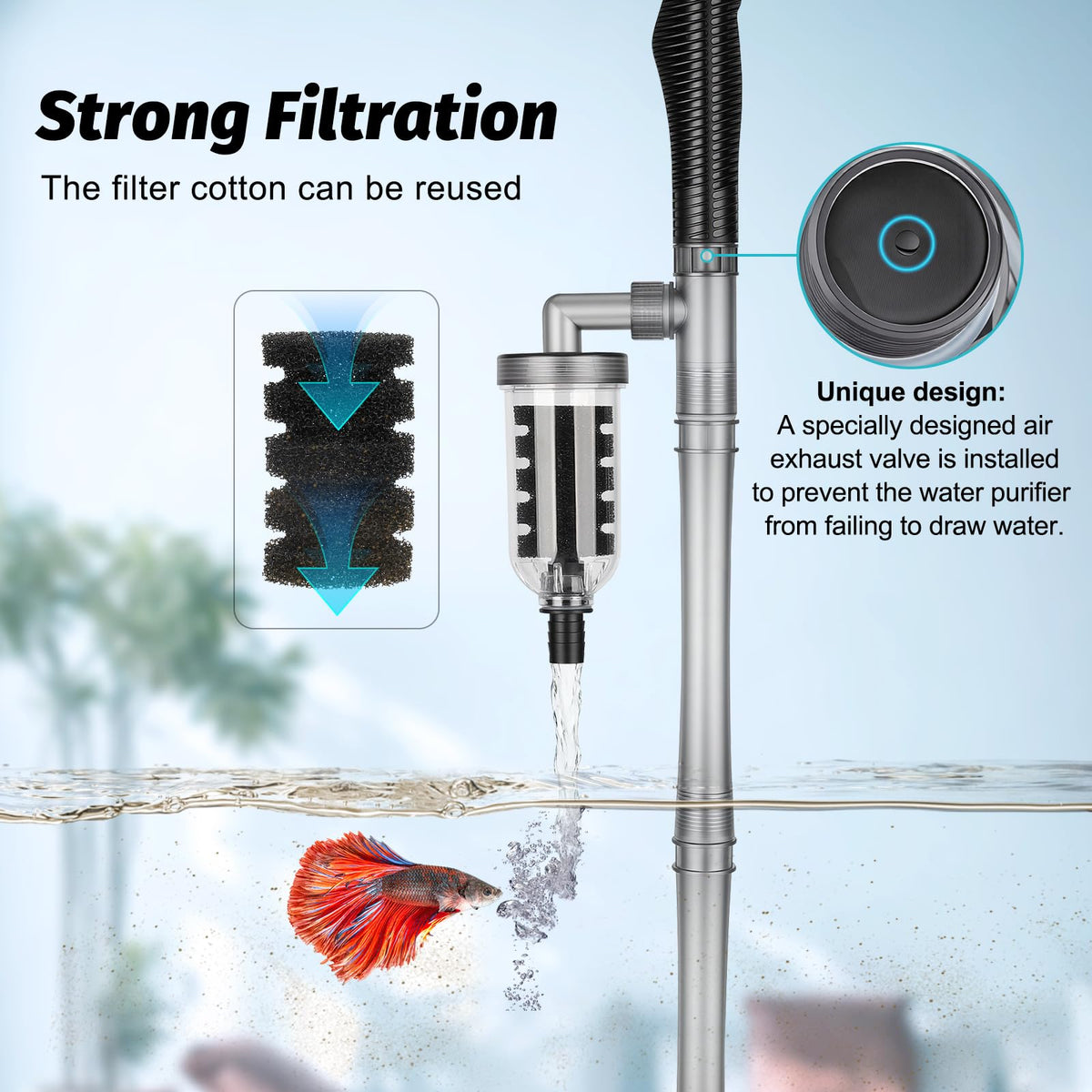 hygger 5 in 1 Electric Aquarium Gravel Cleaner 360GPH - hygger Official Imagery - 4