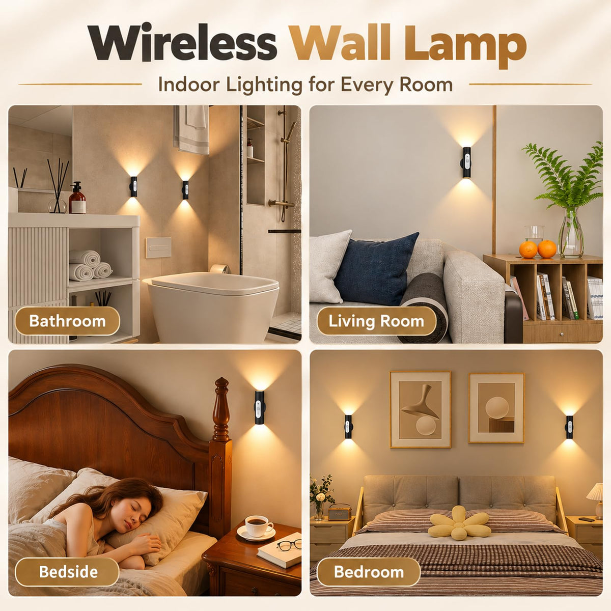 WOBSION Rechargeable Motion Sensor Wall Lights Indoor with - WOBSION Official Imagery - 7