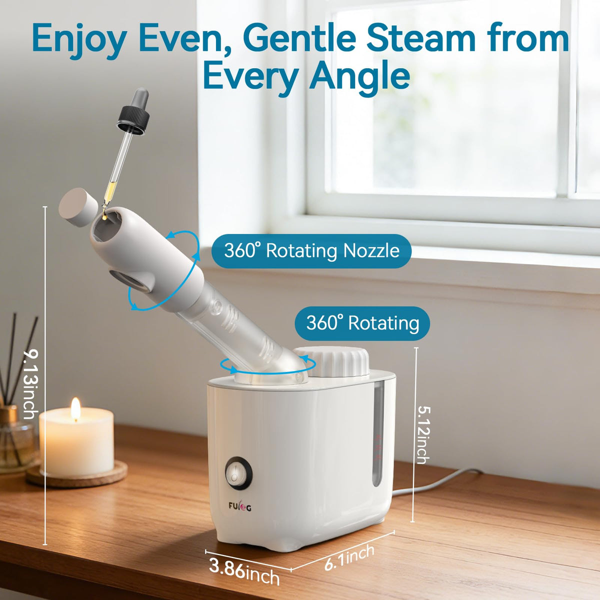 Facial Steamer Nano Ionic Face Steamer with 360 Rotating Arm - FULOG Official Imagery - 4