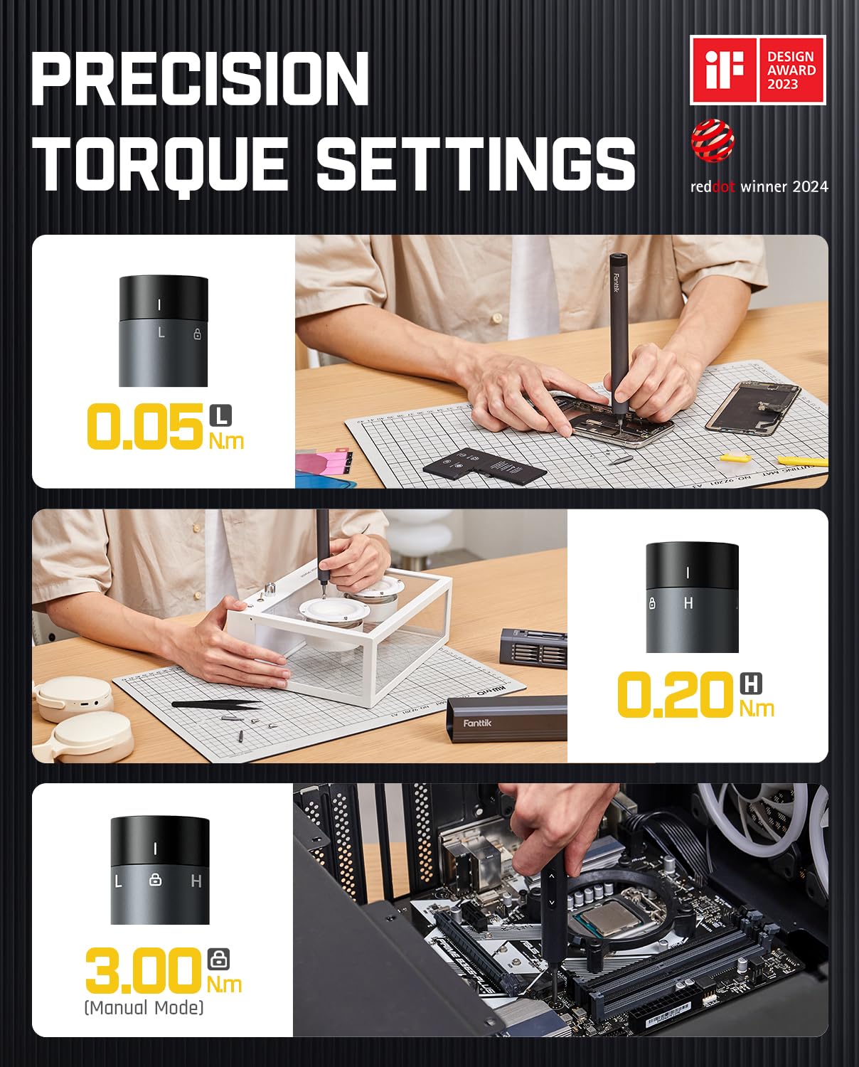 Fanttik E1 Max Electric Screwdriver, 53-in-1 Screwdriver for DIY by Fanttik - Angle View 3