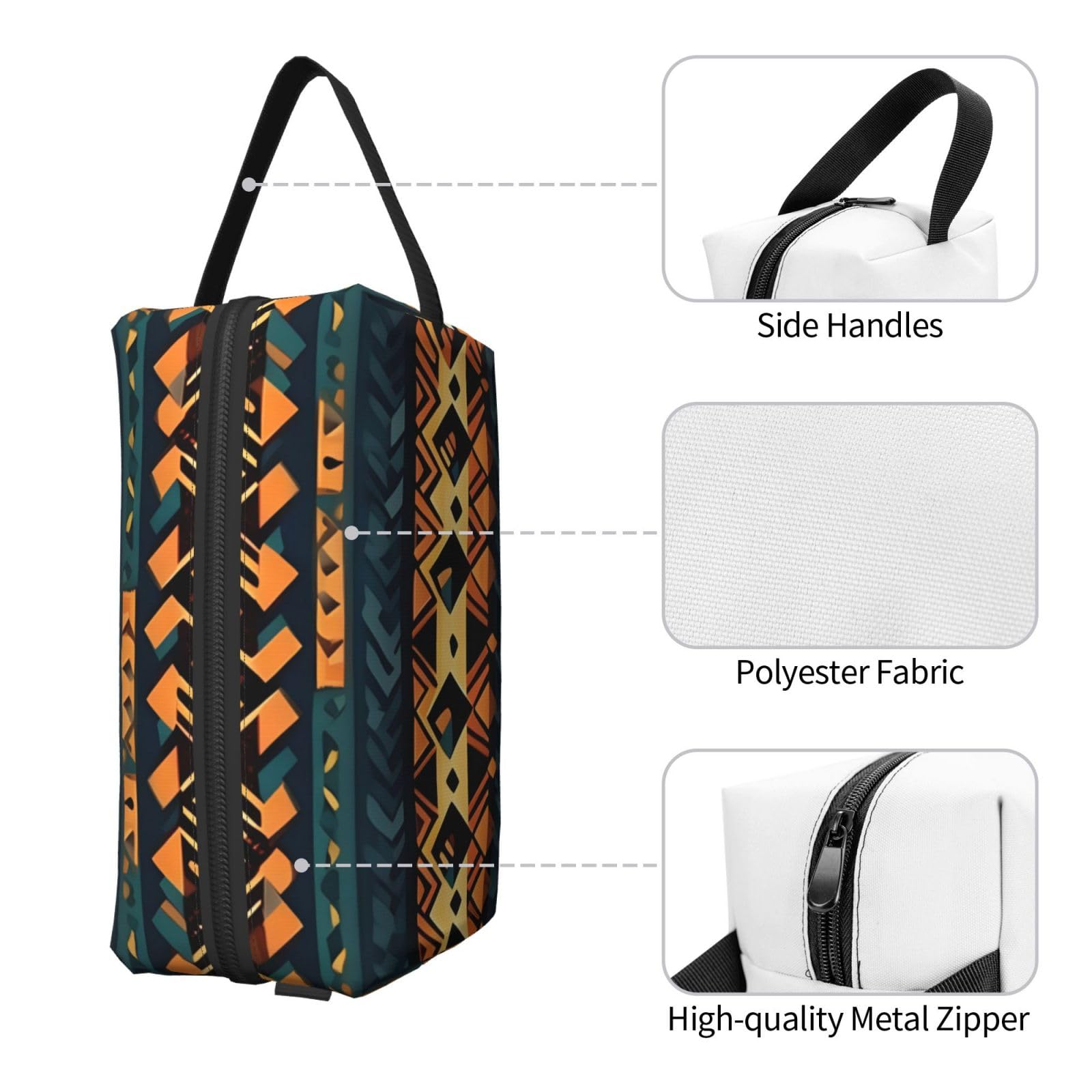 SXZVVBN African Tribal Ethnic Texture Large Capacity Travel Toiletry Bag Durable Oxford Cloth Makeup Organizer Cosmetic Pouch