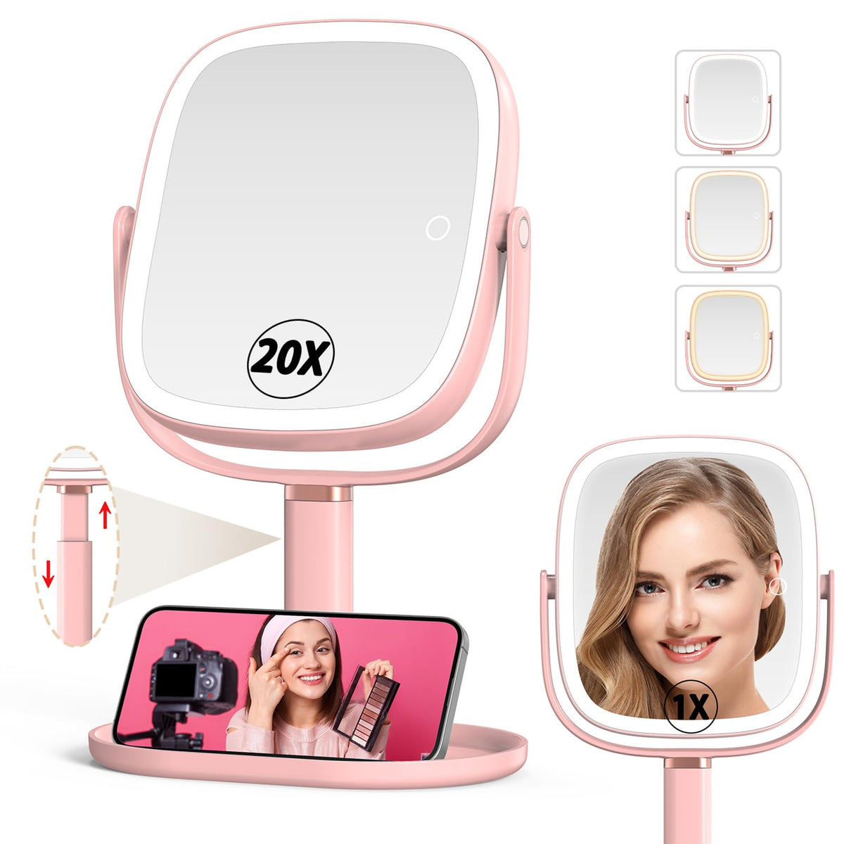 Makeup Mirror with Lights 1X 20X Magnifying Mirror with - Mocado Official Imagery - 2