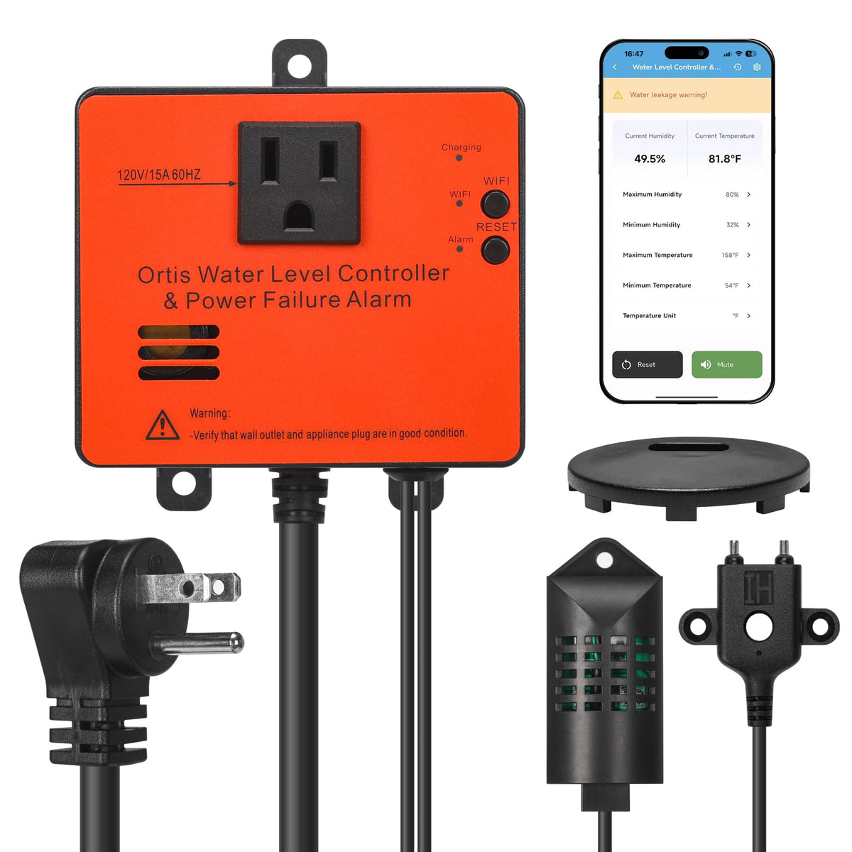 Ortis WiFi Power Failure Water Leak Alarm Real Time - Ortis Official Imagery - 2