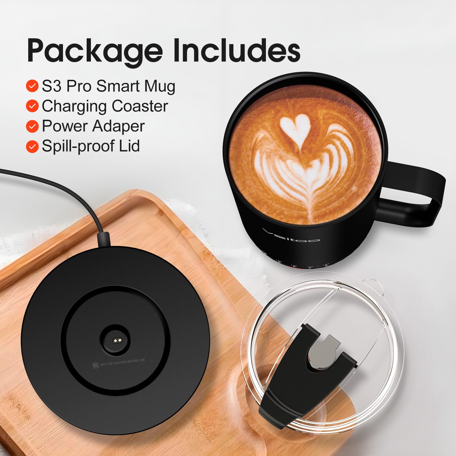 VSITOO S3 Pro 16oz Smart Self Heating Coffee Mug with Temperature Control