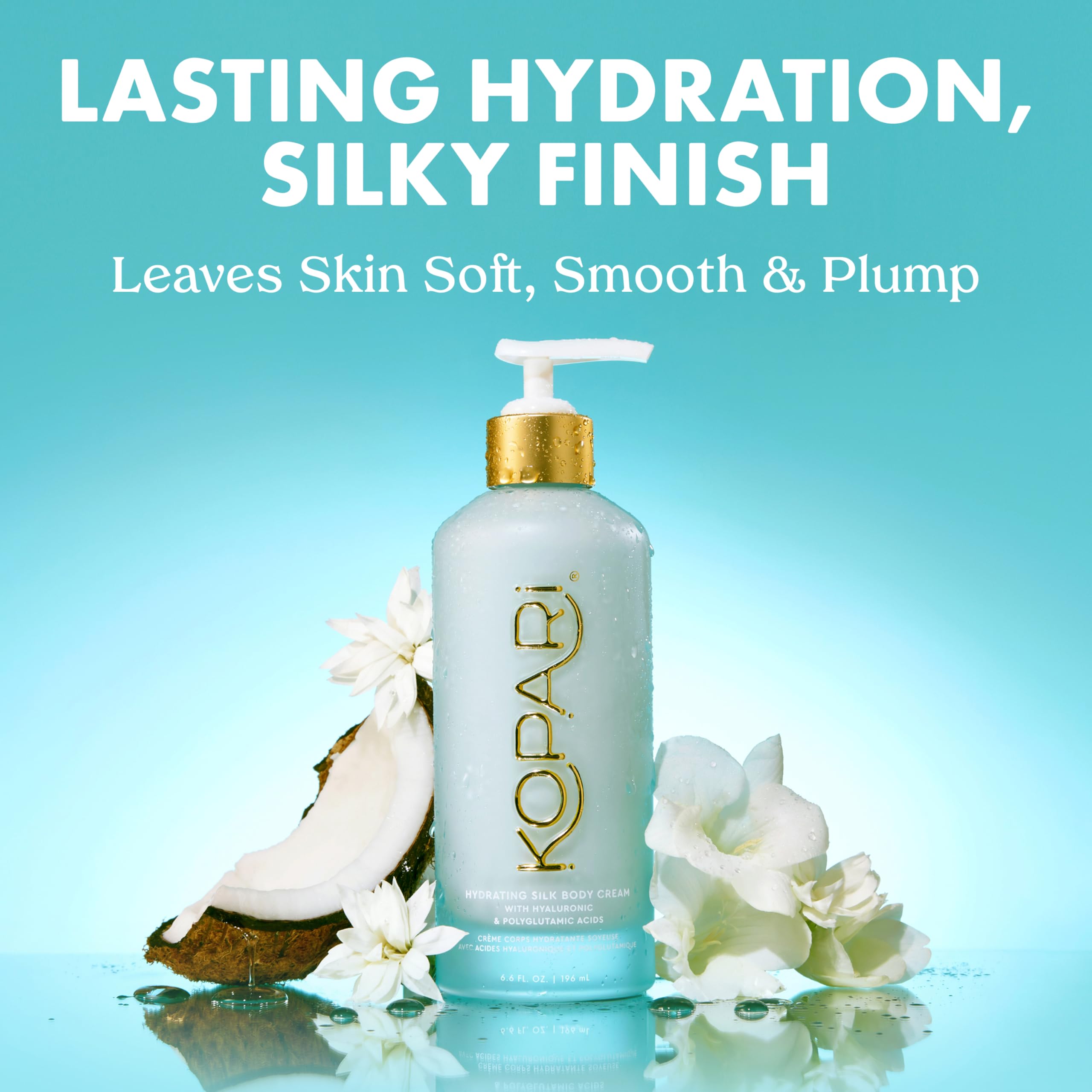 Kopari Hydrating Silk Body Cream with Hyaluronic & Polyglutamic Acids – Long Lasting Moisturizer for Dry Skin, Lightweight & Silky Texture, Sweet Coconut Milk Scent, 6.7 fl oz - Kopari Official Product View 3