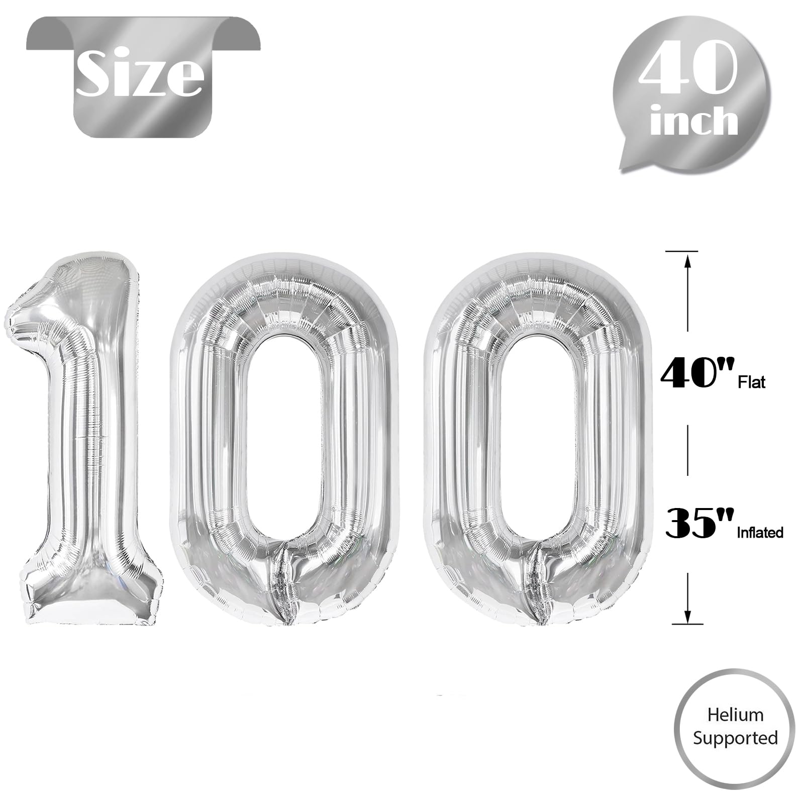 IWERP Sliver 100 Balloon - Number Balloon 40 Inch, 100th Sliver D - IWERP Official Product View 2
