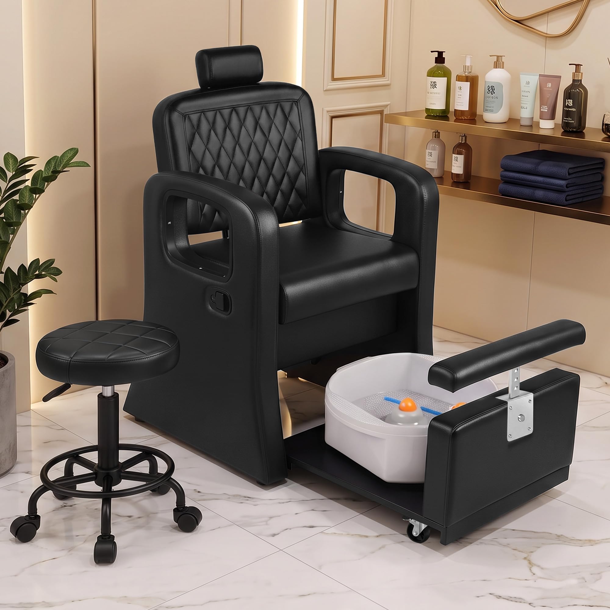 Hicomony Pedicure Chair for Nail Tech, Reclining Spa Chair Stool Included