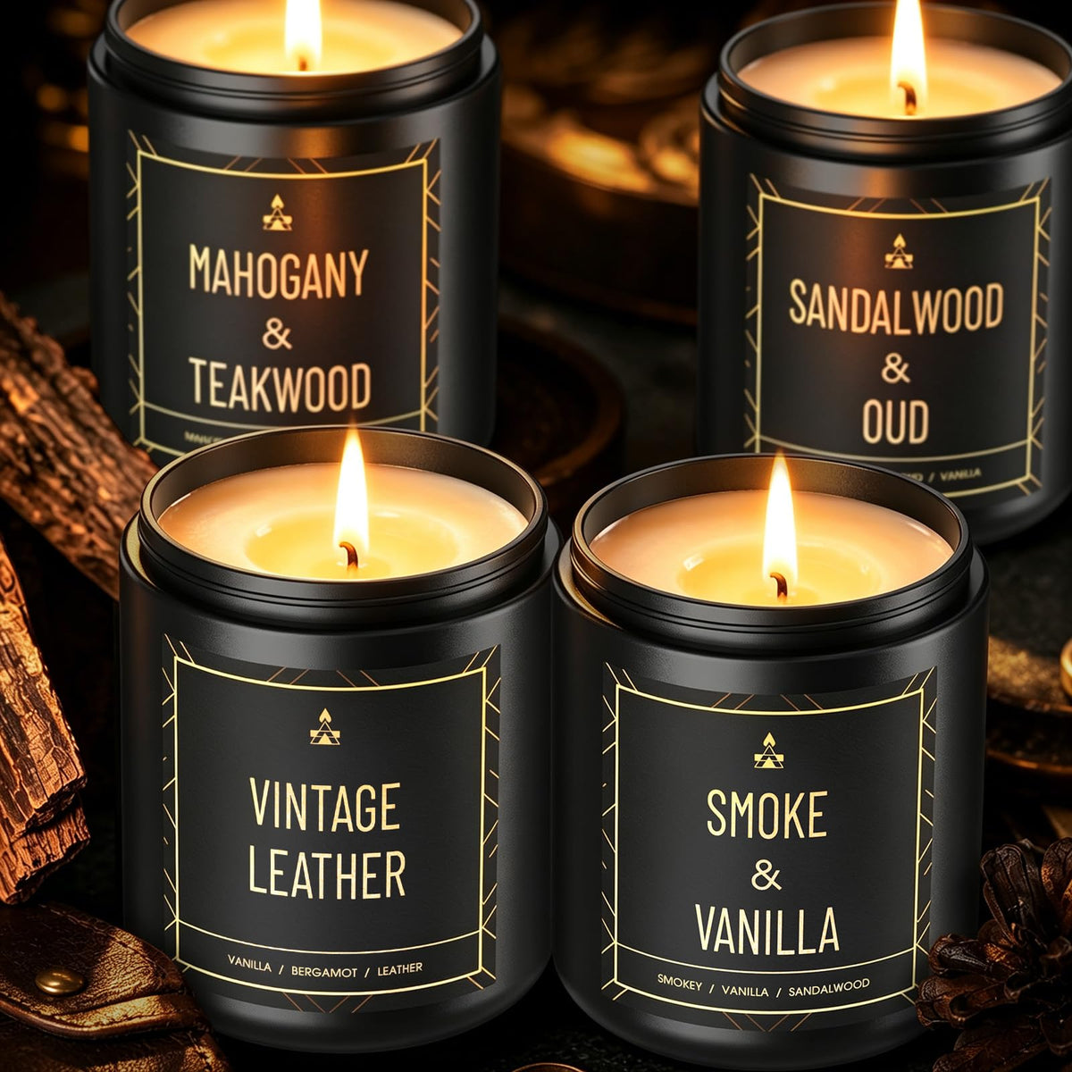Scented Candles for Men 4 Pack Gift Set 7 6 oz Each Natural - BlissWhisper Official Imagery - 7