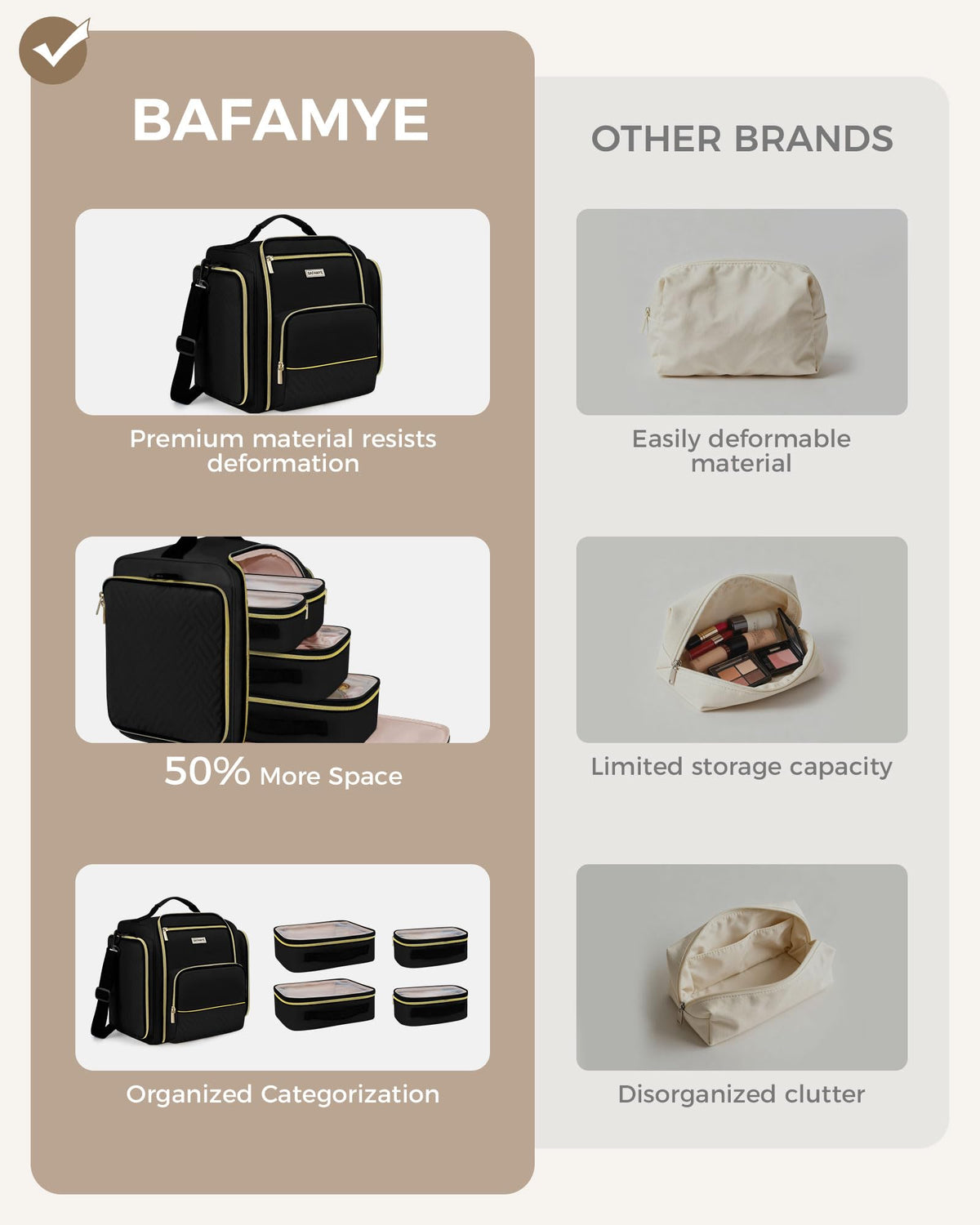 Large Travel Makeup Bag - BAFAMYE Official Imagery - 6