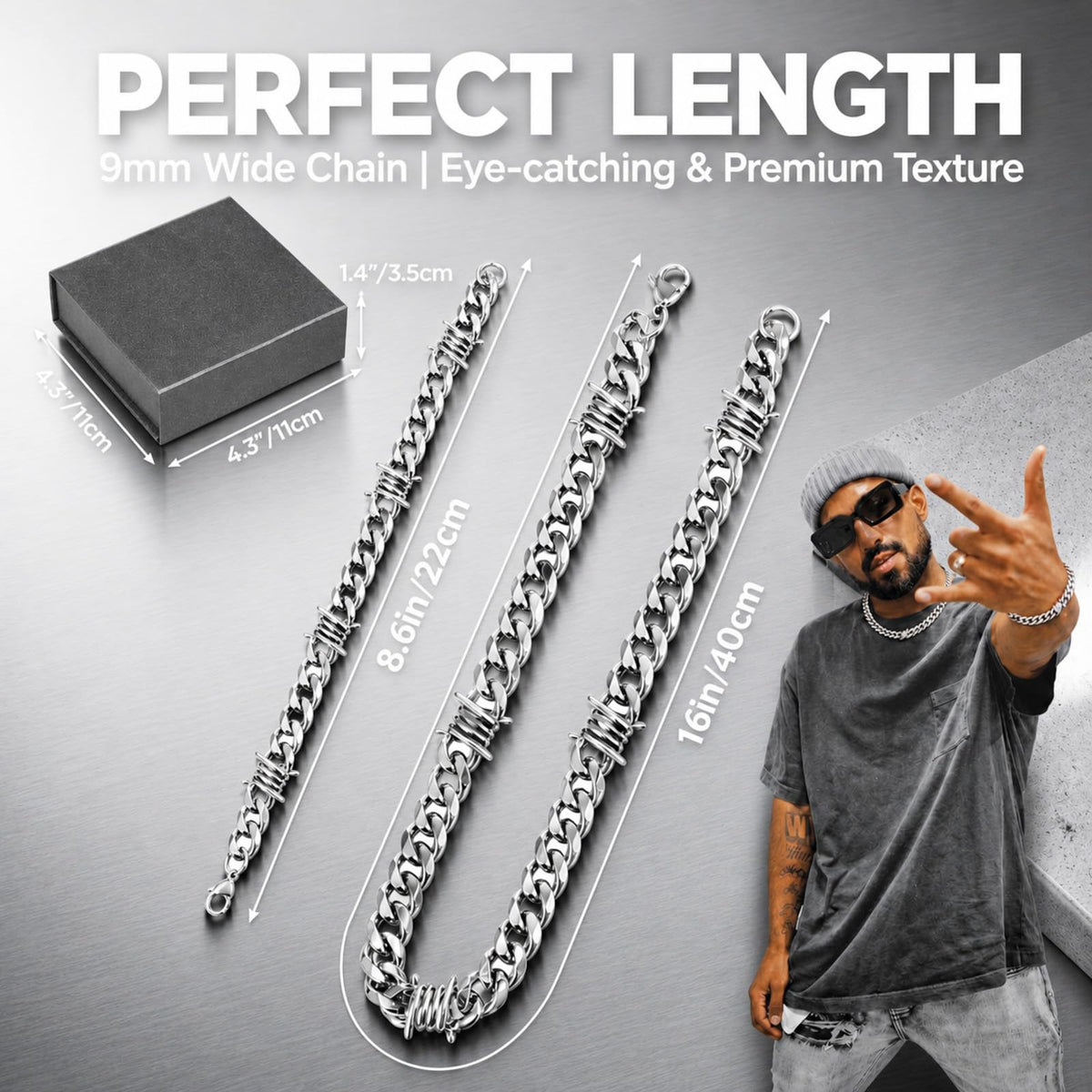 Kigeli Barbed Wire Necklace and Bracelet Set with Jewelry - Kigeli Official Imagery - 3