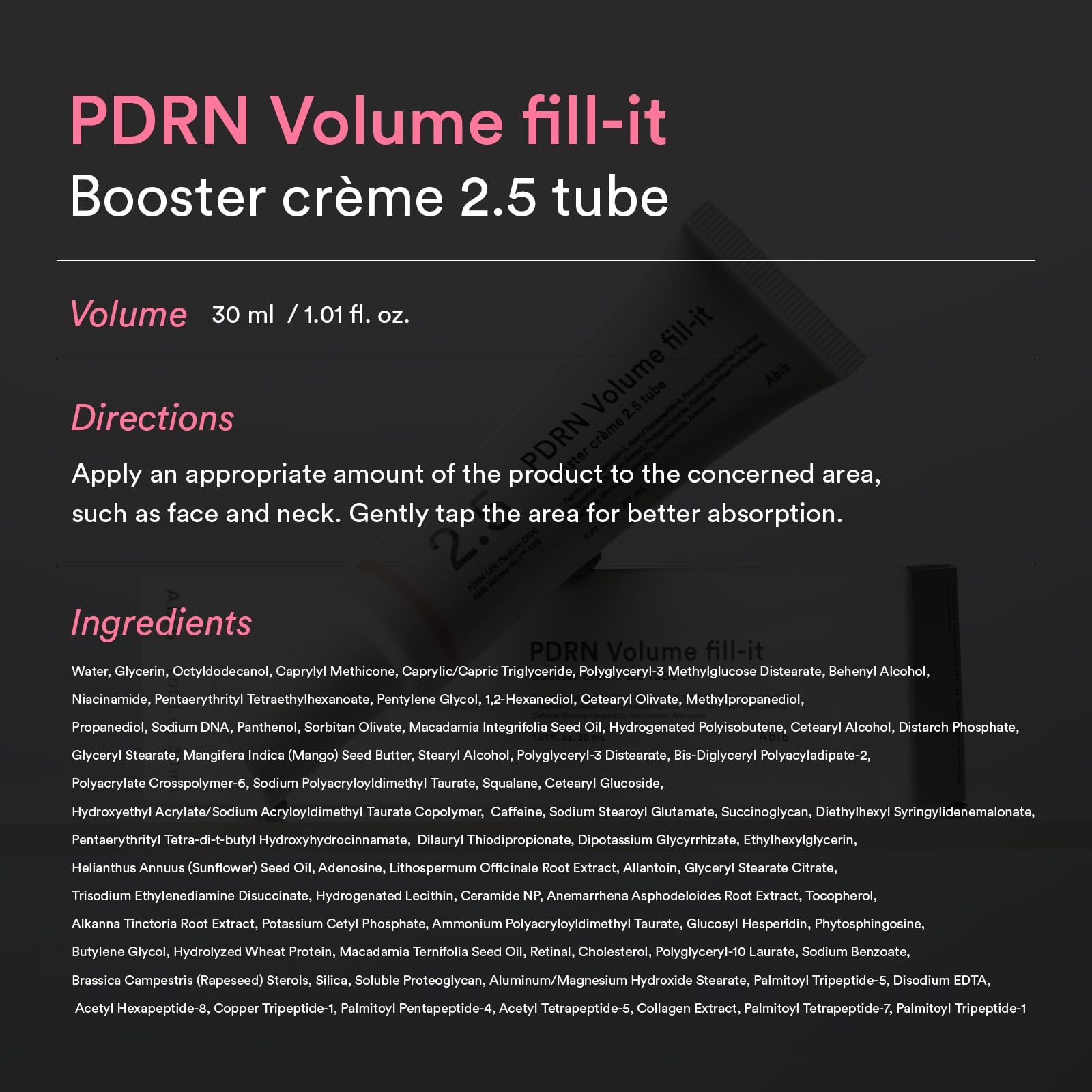 Abib PDRN Volume fill-it Booster Cream 2.5 tube - Abib