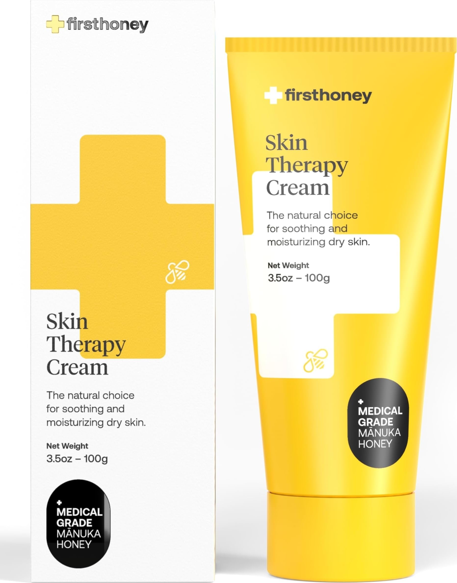 First Honey Manuka Honey Cream for eczema relief, 3.5 oz, natural skin care agent with soothing, moisturizing properties.