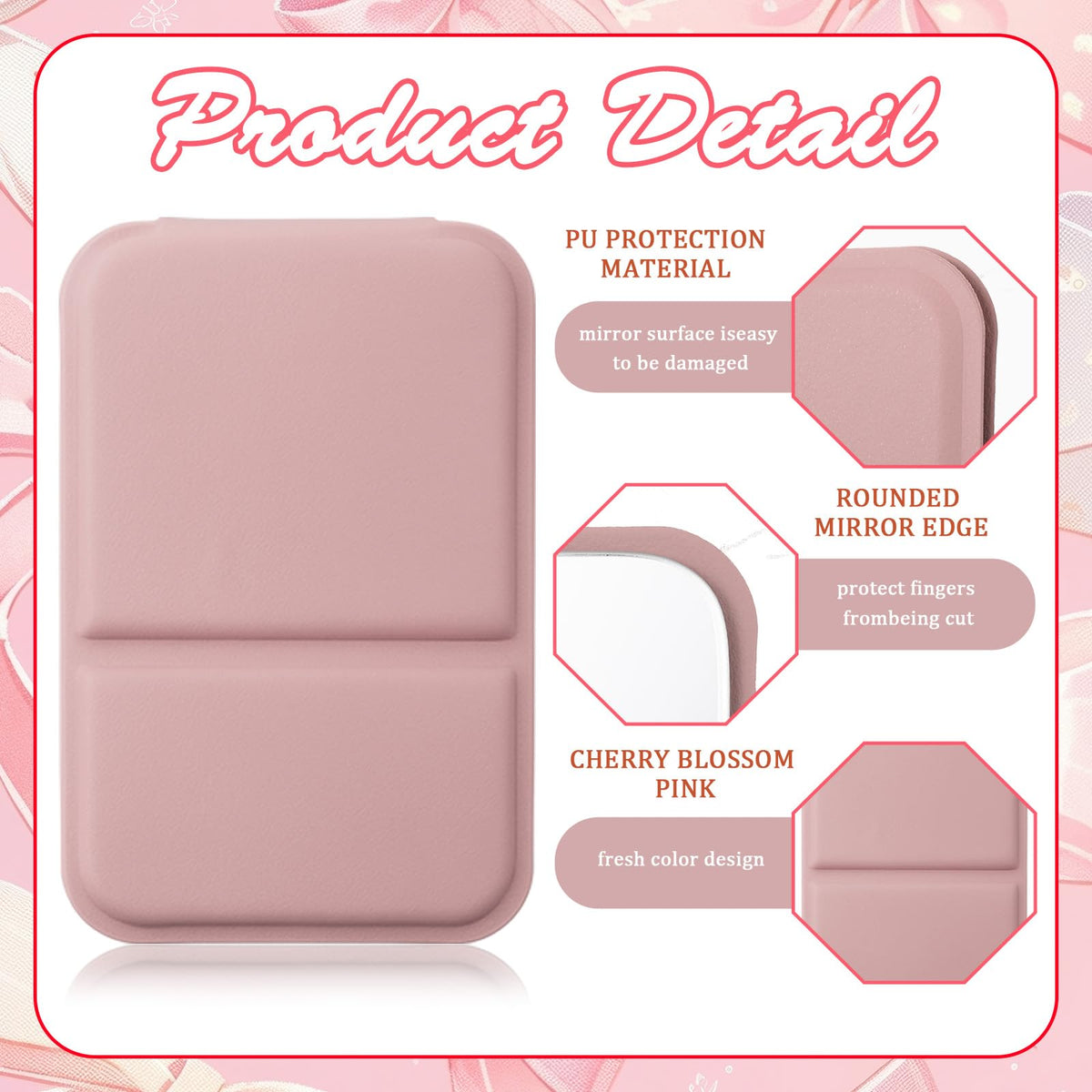 Compact Portable Mirror Bulk Rectangle Pink 12 Pcs - Fiwochic Official Imagery - 4