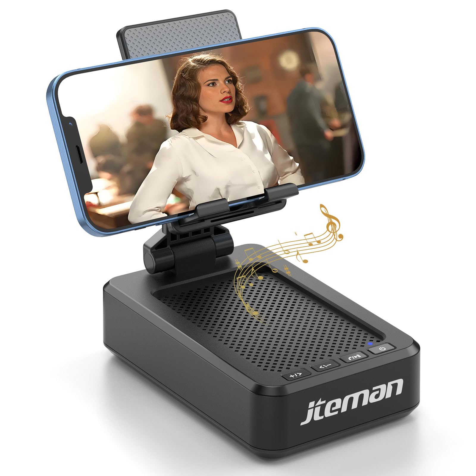 JTEMAN Cell Phone Stand with Bluetooth Speaker,Birthday Gifts - Product Imagery