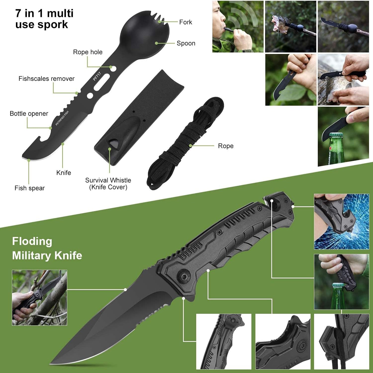 AONELAS 17-in-1 survival kit with emergency gear, compact tools, and cool gadgets for outdoor and emergency preparedness.
